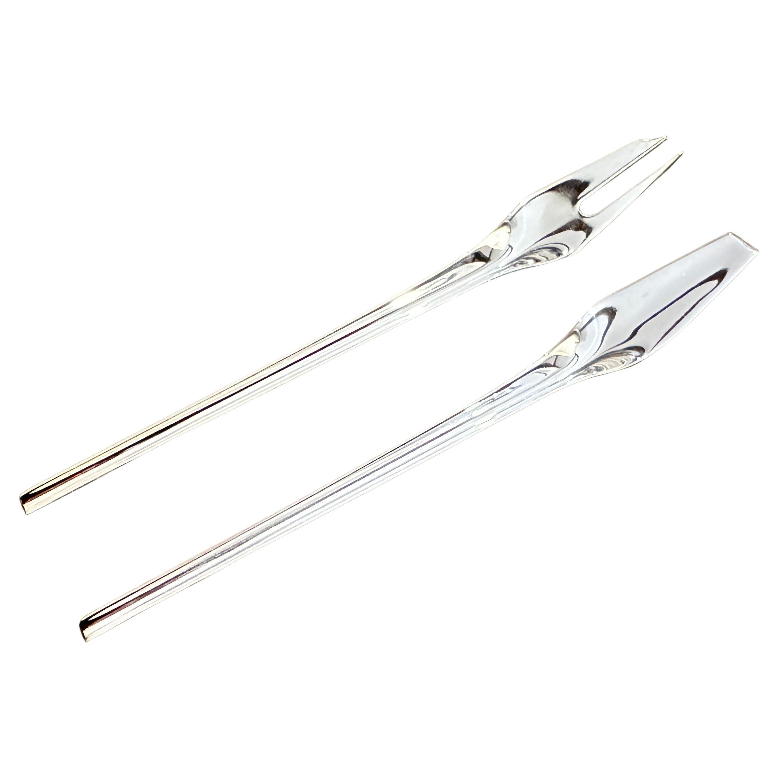 1990s Set of Two Minimalist Silverware Designed by Lino Sabattini