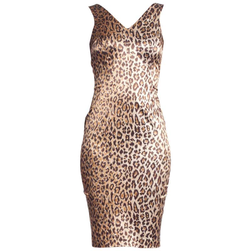 1990's Sex And The City Dolce and Gabbana Stretch Satin Leopard Print ...