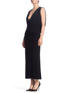 1990'S Sexy Backless Black Jersey Gown