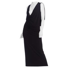 1990'S Sexy Backless Black Jersey Gown