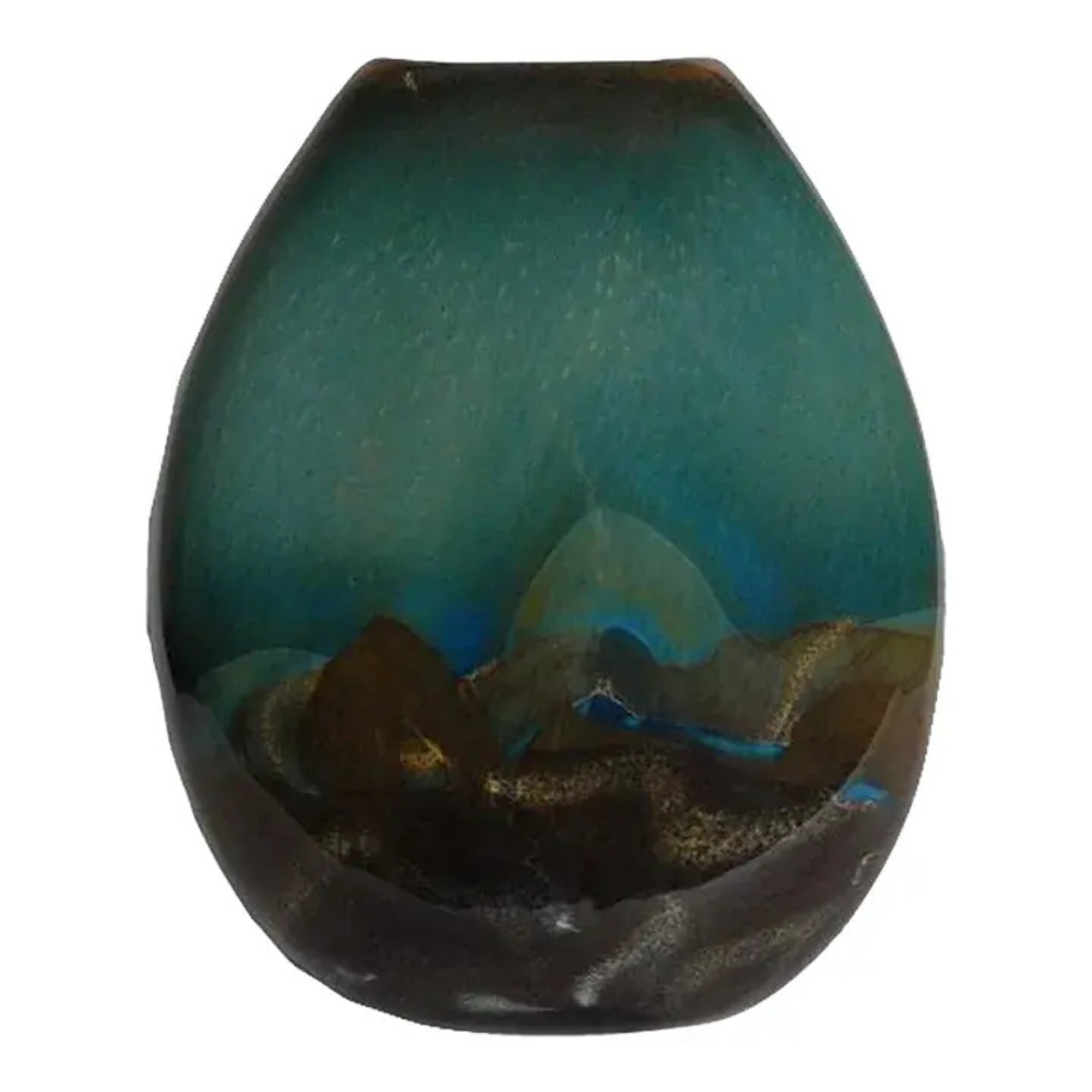 1990s Signed Art Glass Vase “After the Storm” Studio Art Glass Decorative Vase