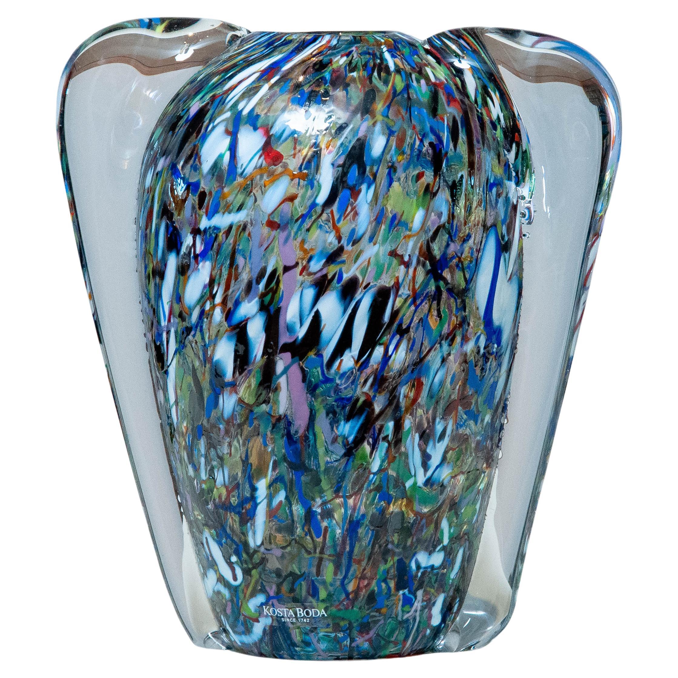 1990's Signed 'Centilop' Art Glass Vase by Bertil Vallien for Kosta Boda  Sweden