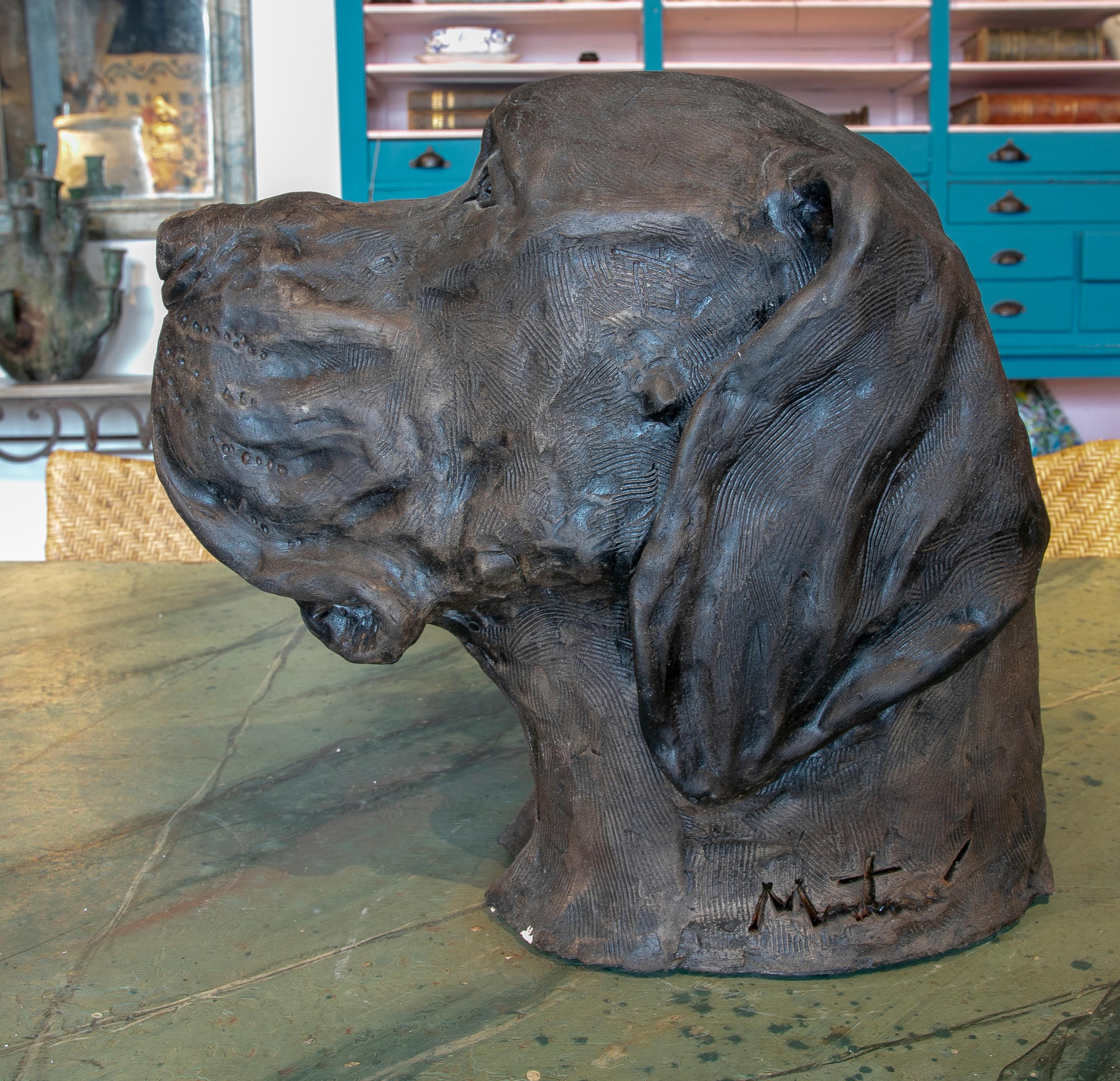 ceramic dog sculpture