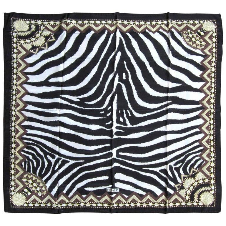 Women's Escada Black & White Zebra Scarf Never worn 1990s Silk  For Sale