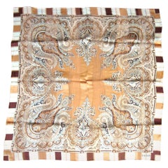 Vintage 1990s Silk Escada Brown Paisley Scarf shawl, New, Never worn 90s 