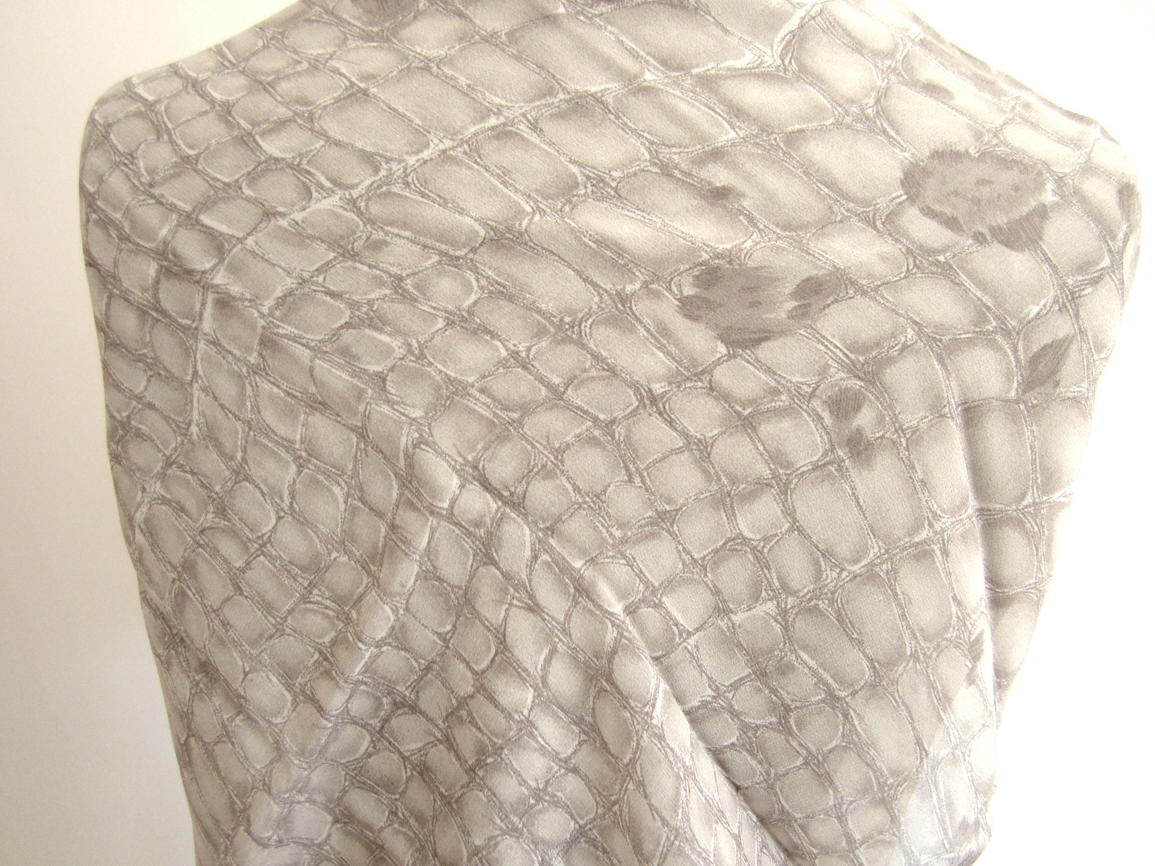 1990s Silk Escada Grey Leopard, Reptile Scarf Wrap, New, Never worn 90s  1