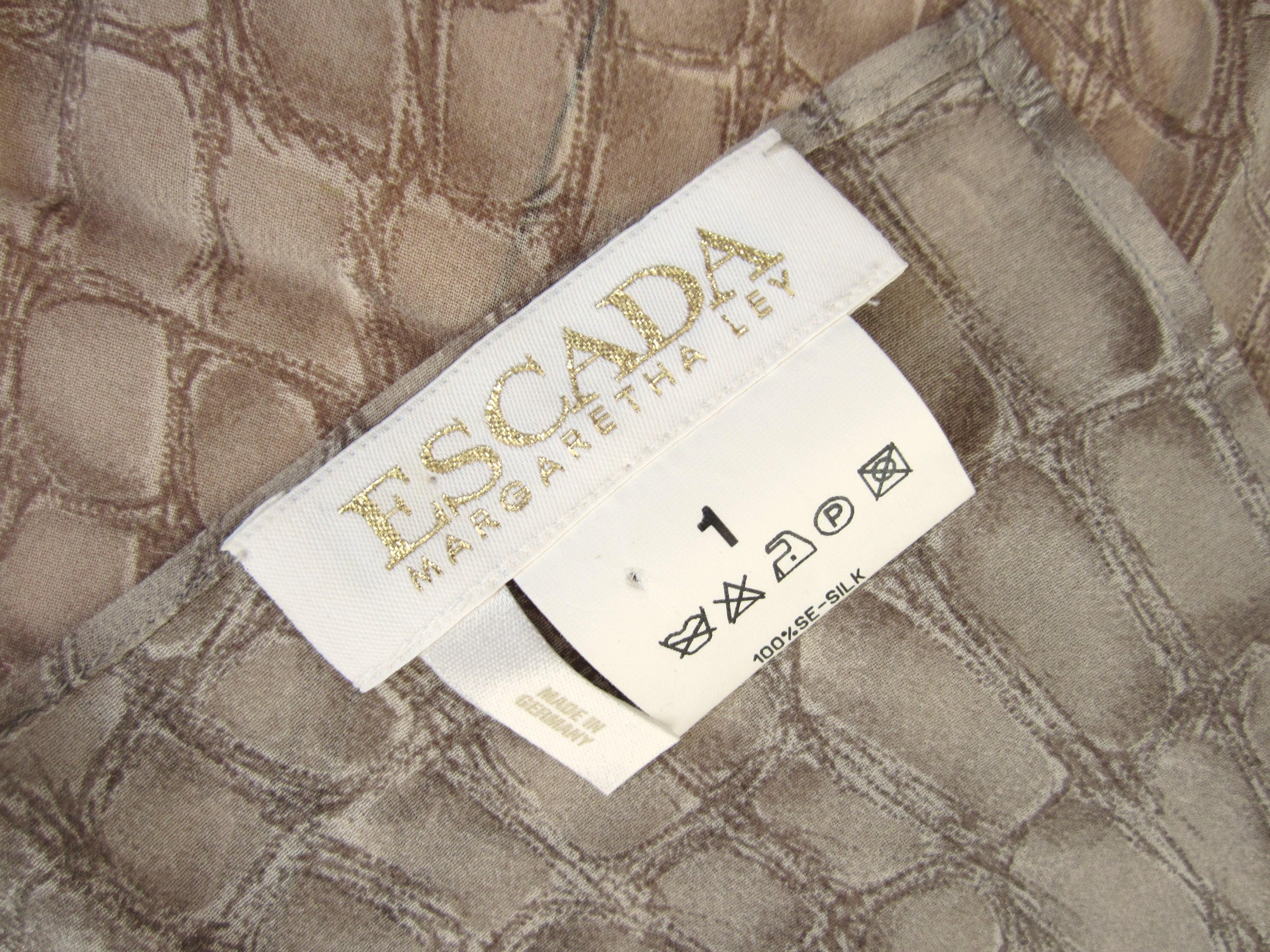 1990s Silk Escada Grey Leopard, Reptile Scarf Wrap, New, Never worn 90s  2