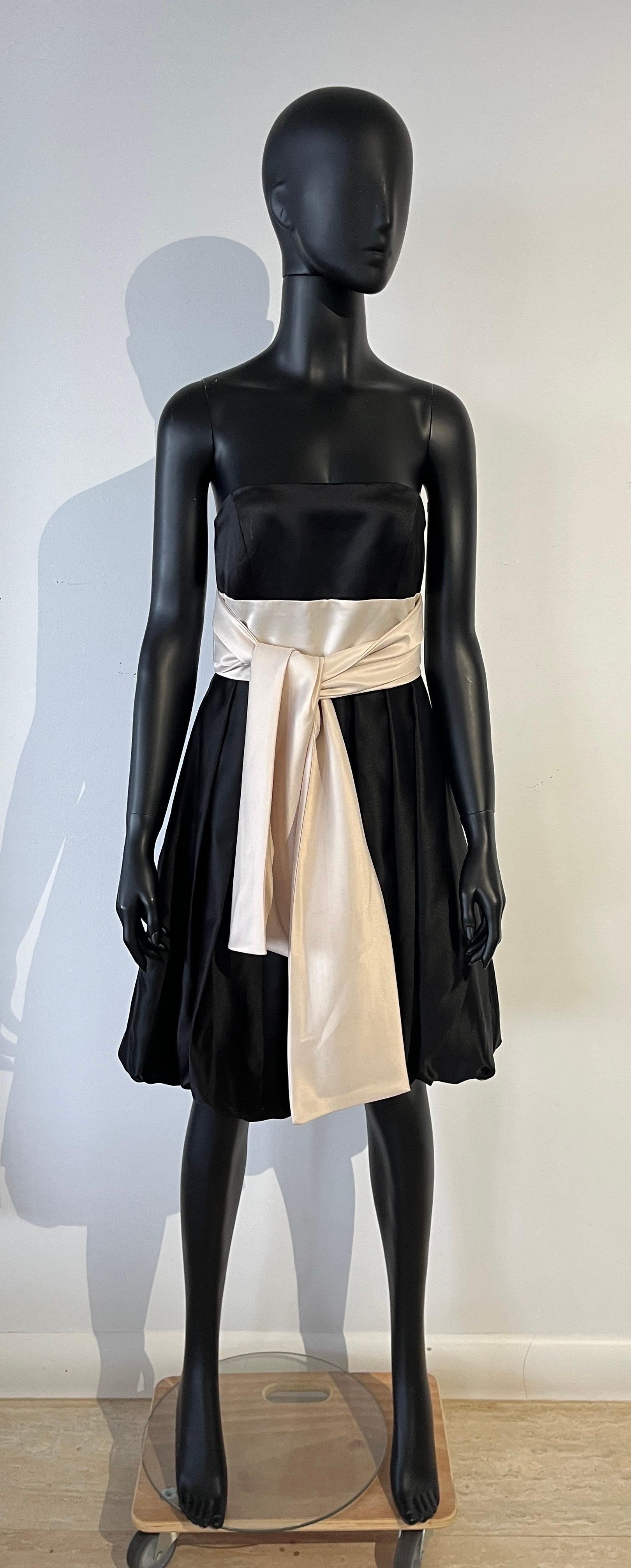 1990s Silk Party Dress with Bow and Bubble Hemline For Sale 1