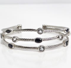 1990s Silver Crystal Cuff Bracelet