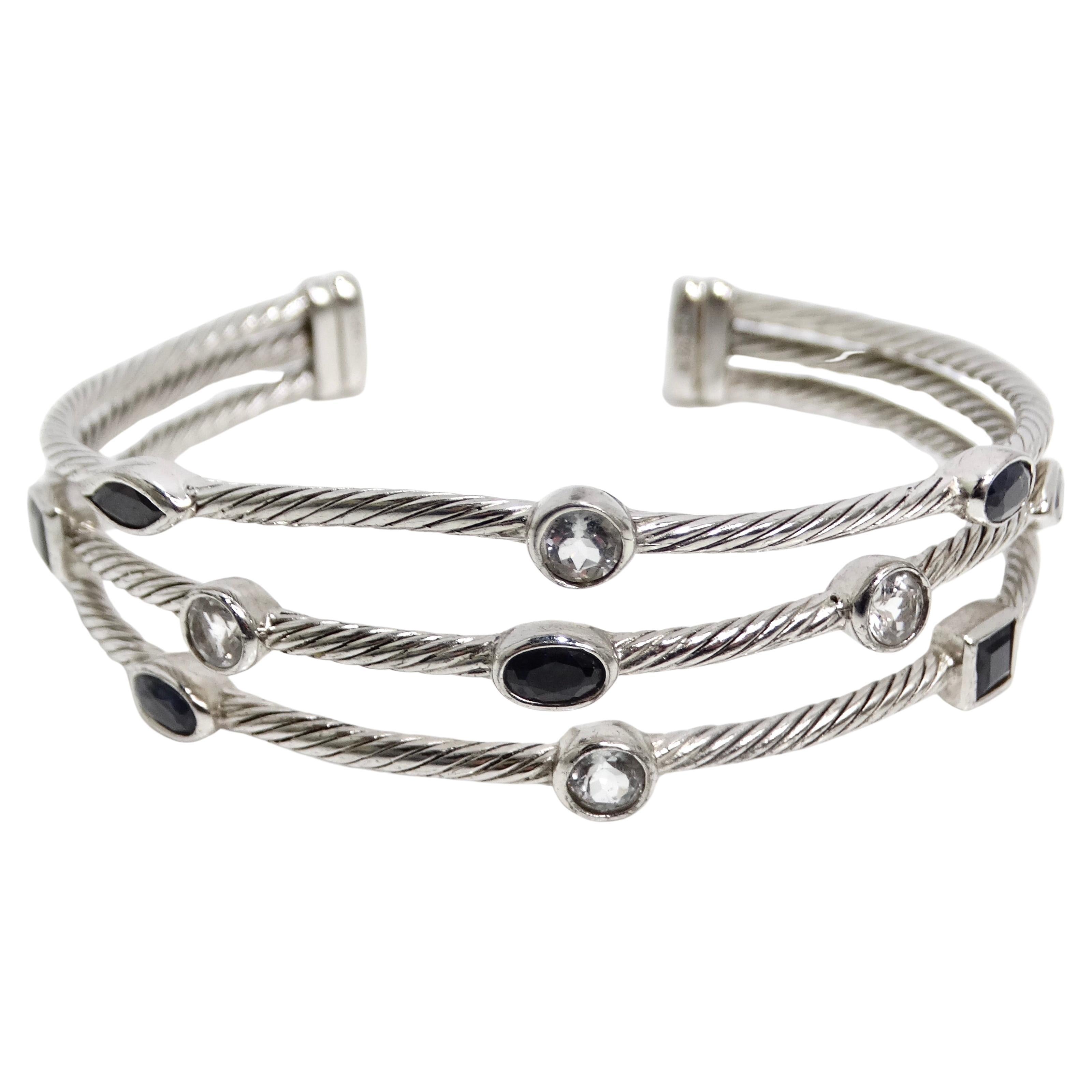 1990er Silber-Kristall-Manschettenarmband
