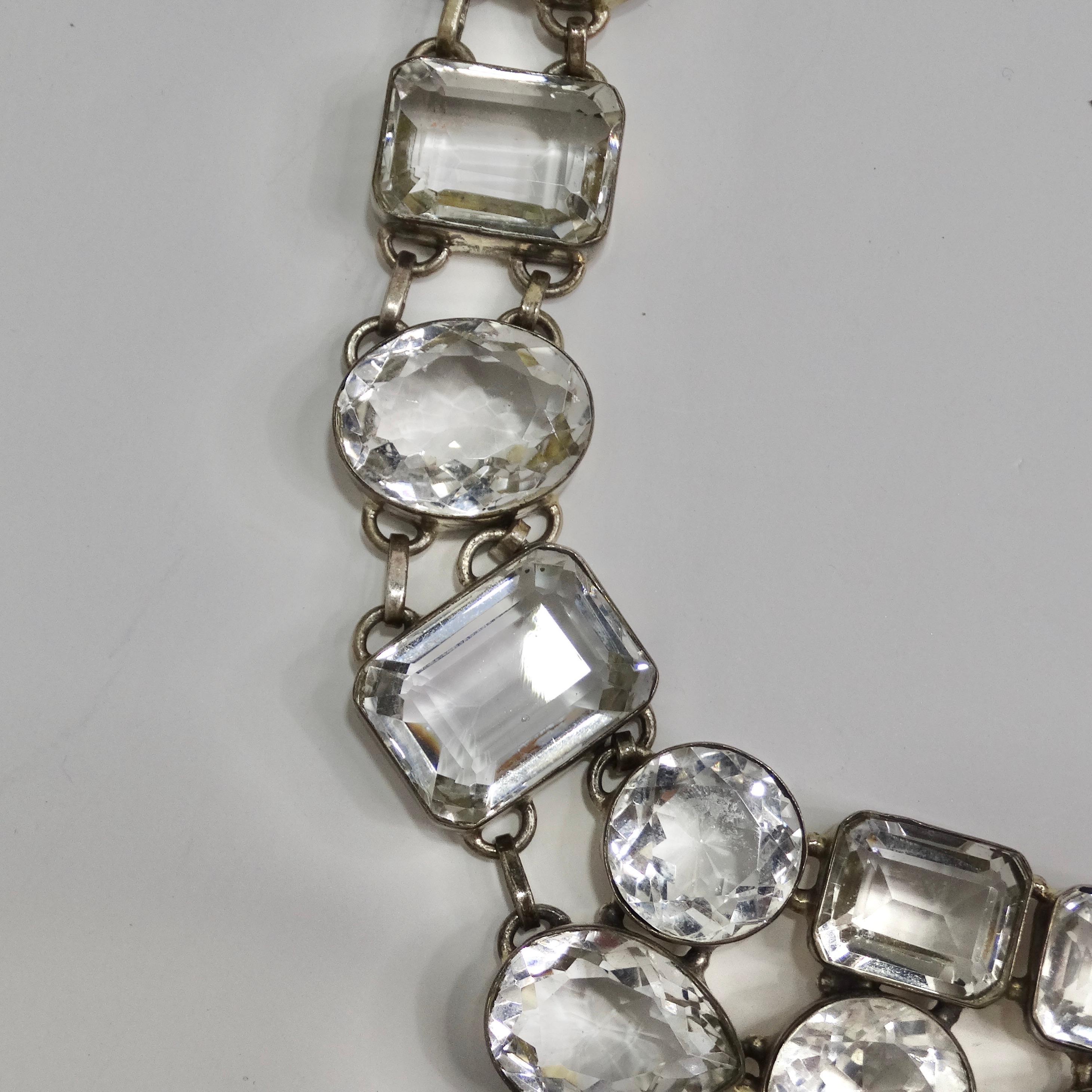 1990s Silver Crystal Necklace In Good Condition For Sale In Scottsdale, AZ