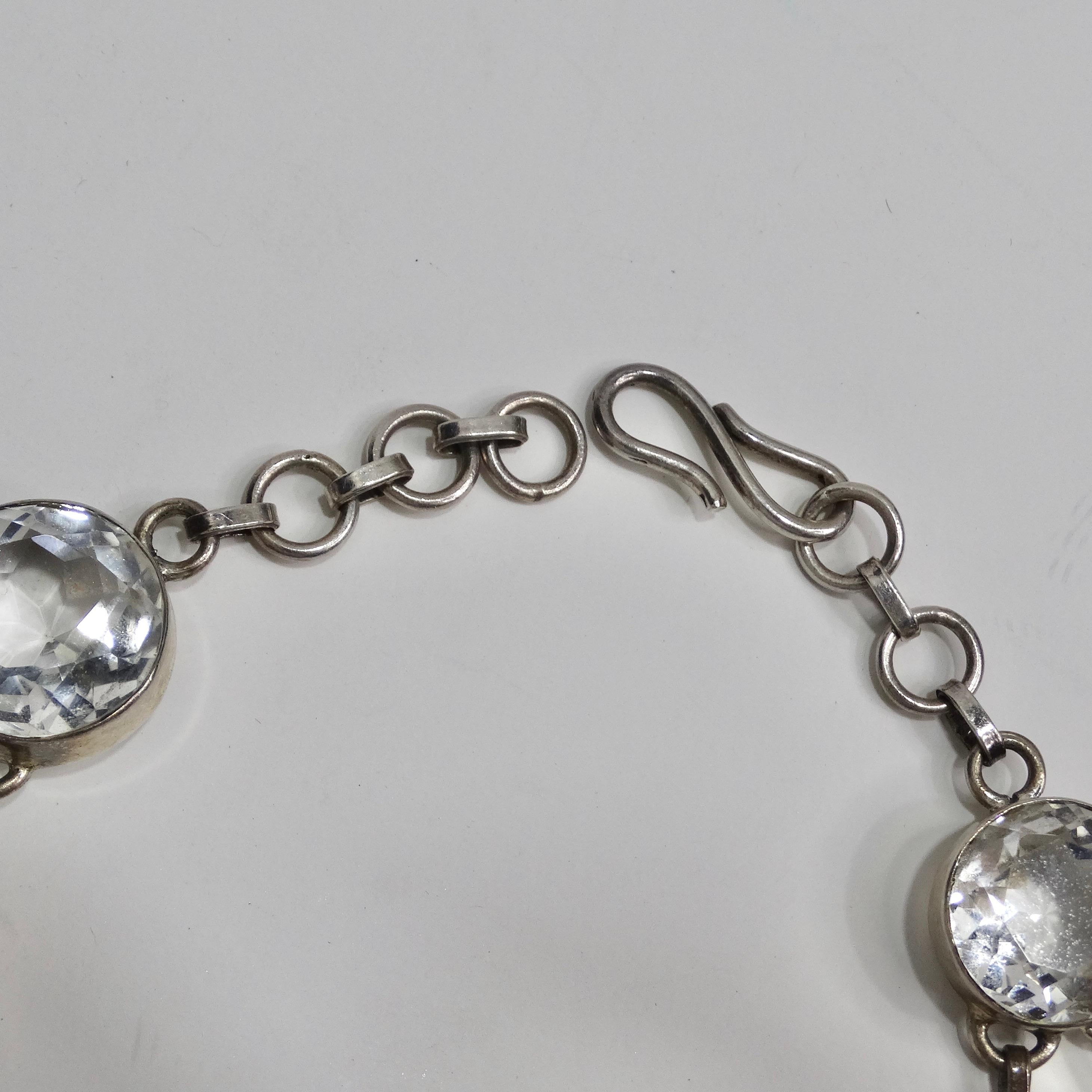 1990s Silver Crystal Necklace For Sale 2