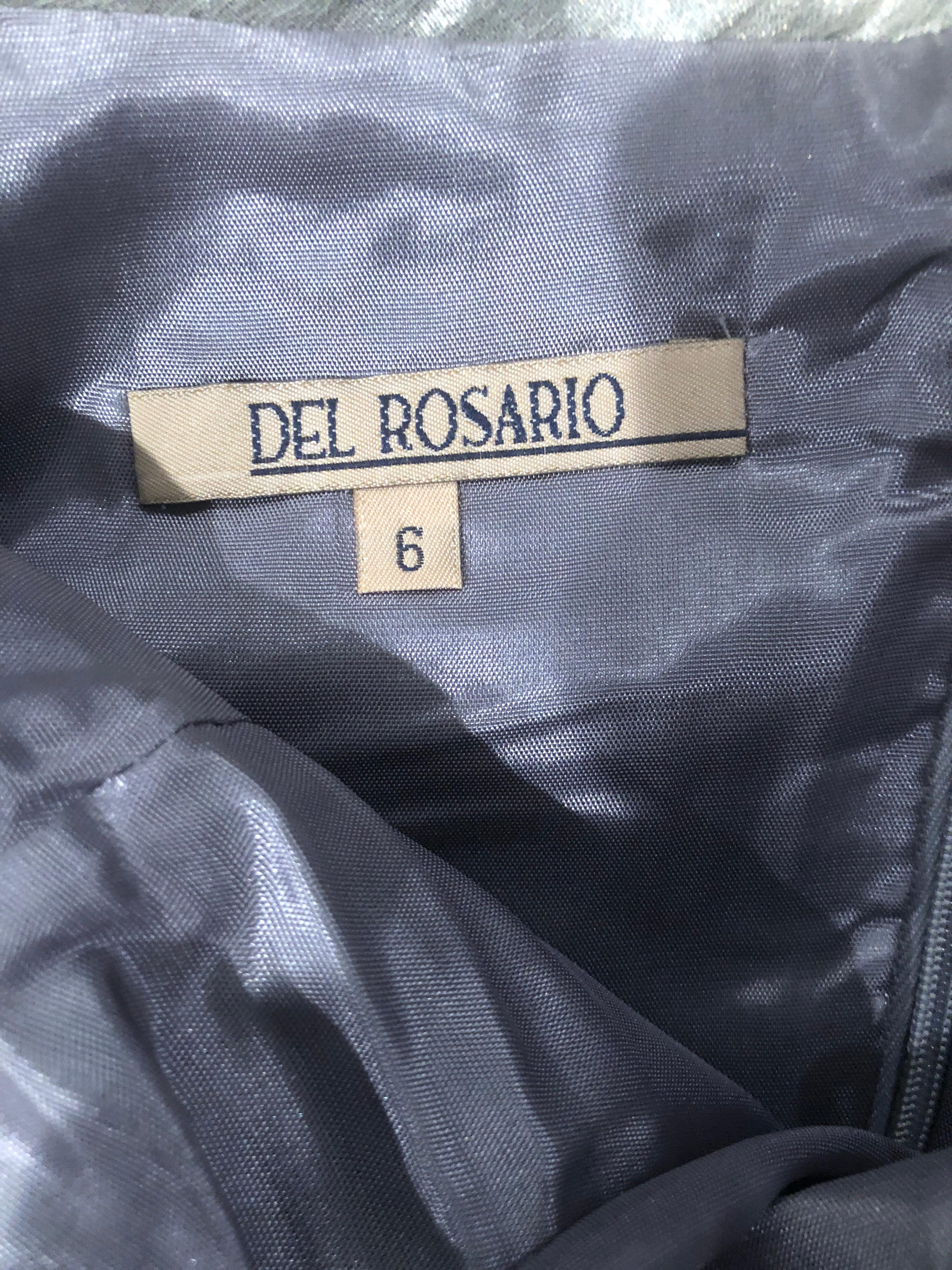 Robe vintage sans bretelles en soie grise argentée à paillettes miroir, taille 6, années 1990 en vente 9