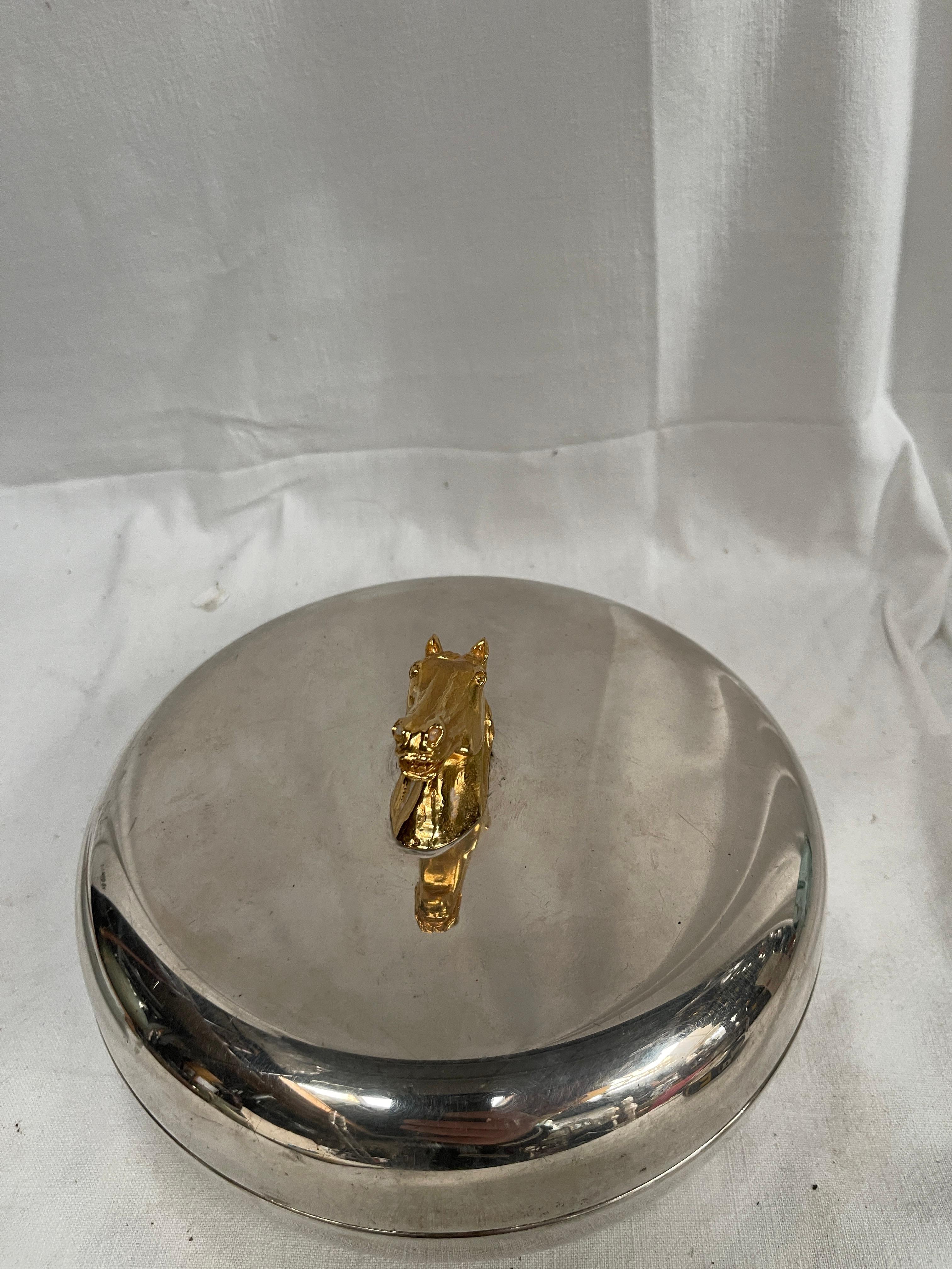 Caja plateada de Hermès de los años 90 finales del siglo XX en venta