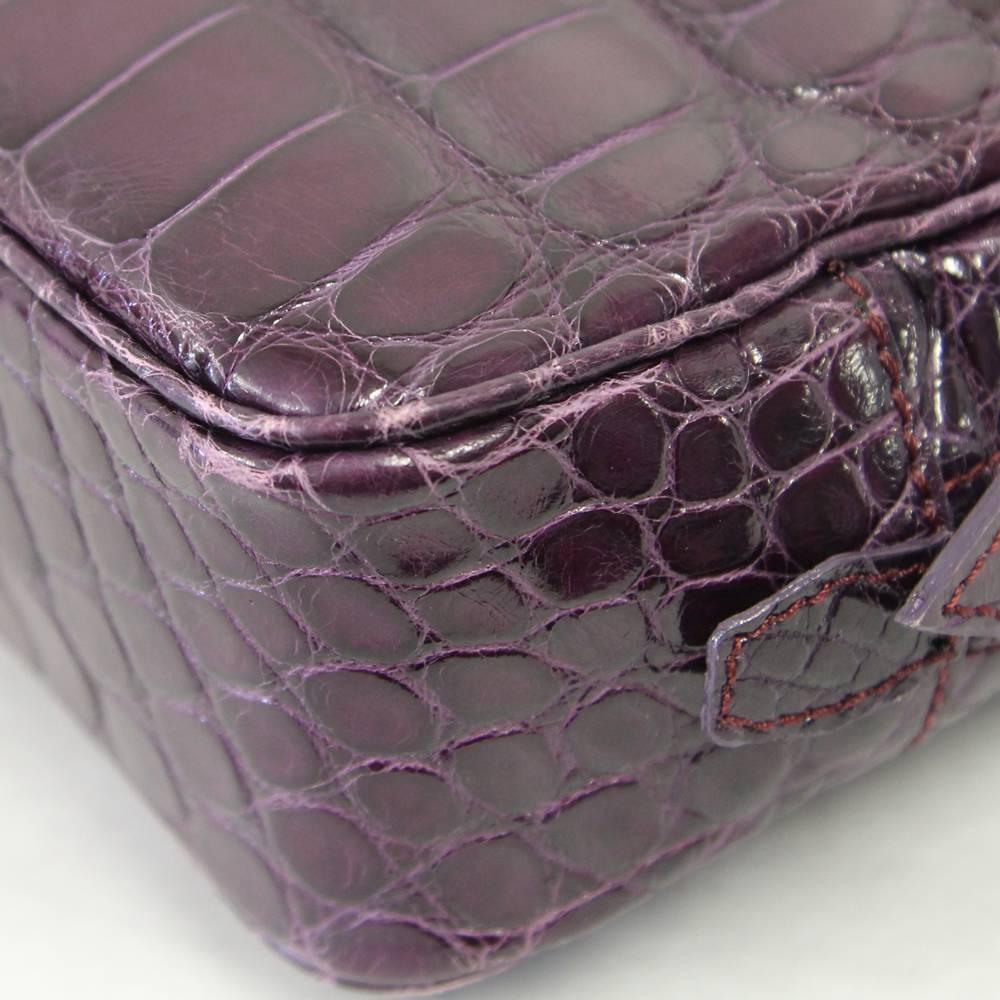 Women's or Men's 1990s Sirni Purple Crocodile Leather Purse