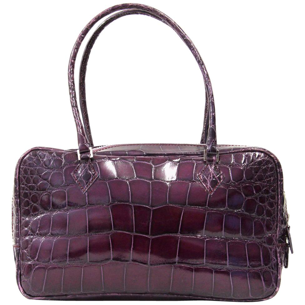 1990s Sirni Purple Crocodile Leather Purse