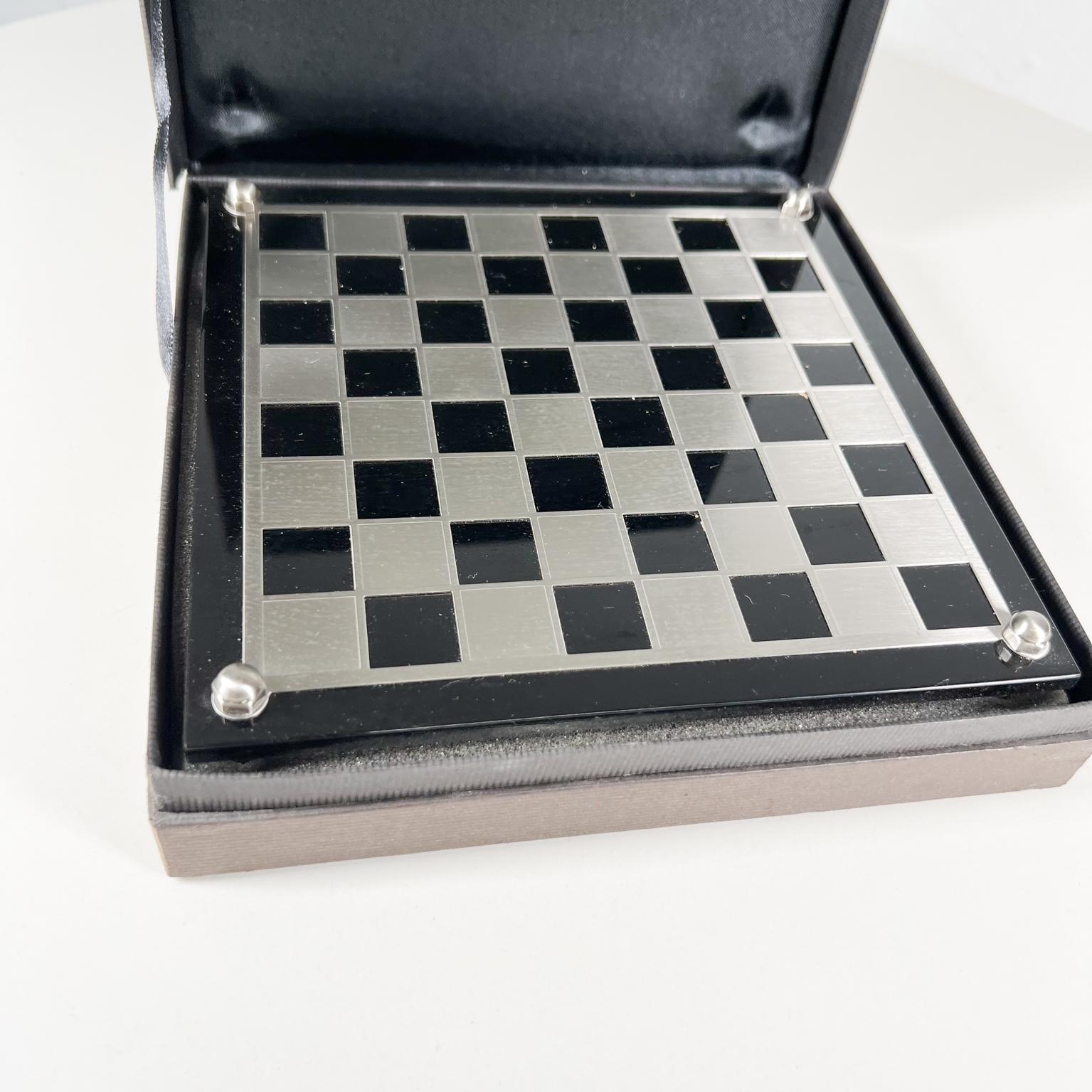 Stainless Steel 1990s Skagen of Denmark Modernist Mini Chess Game Travel Set
