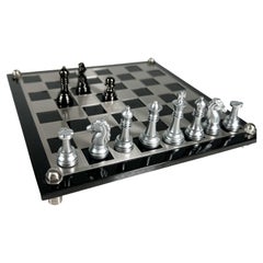 1990s Skagen of Denmark Modernist Mini Chess Game Travel Set