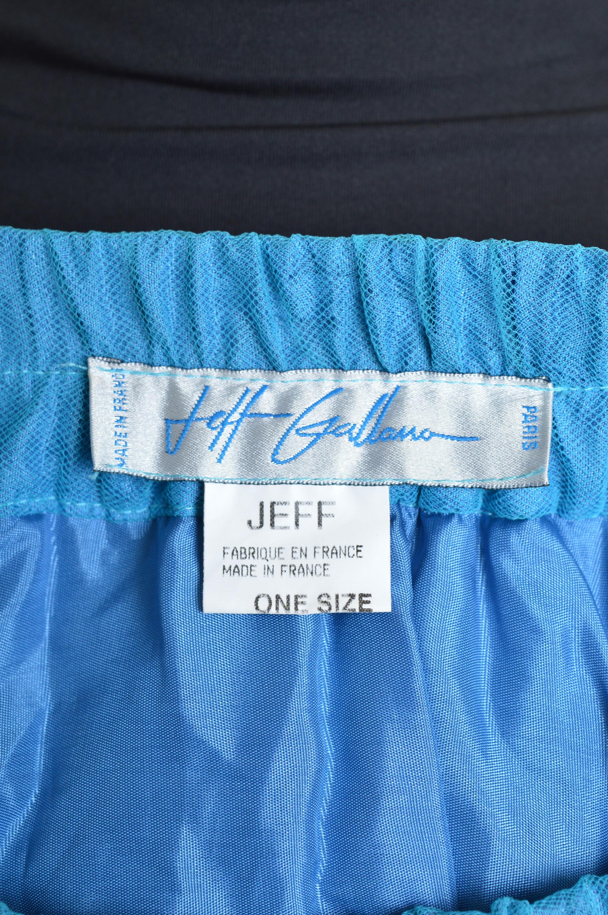 Women's 1990’s Sky Blue Huge Tulle Mesh Statement Layered Maxi Skirt by Jeff Gallano For Sale