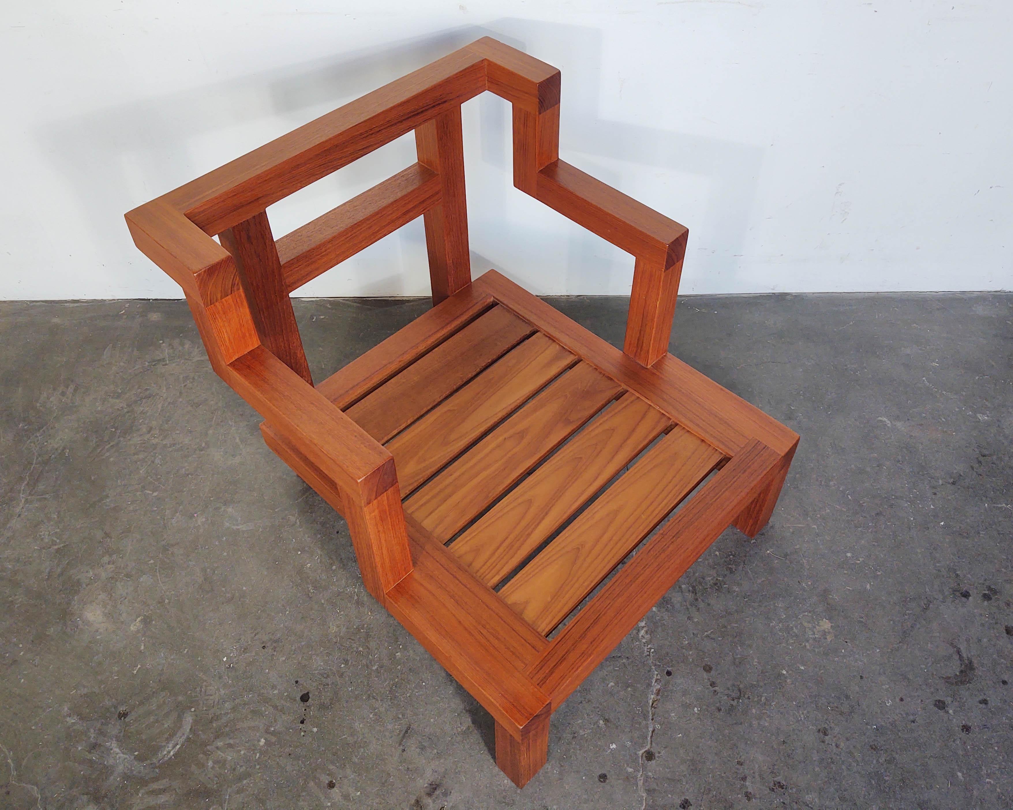 1990s Solid Teak Lounge Chair by Alwy Visschedyk For Sale 3