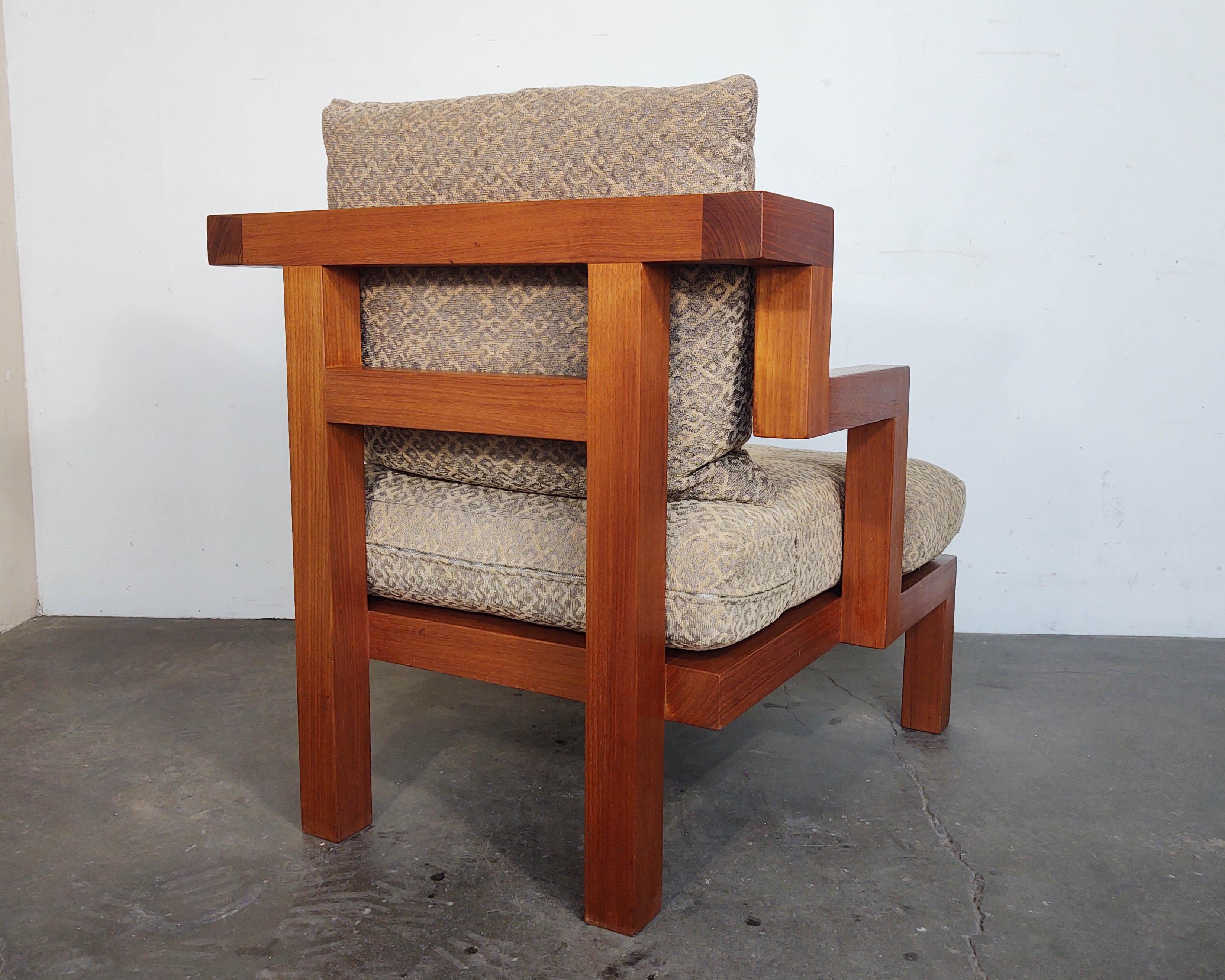 Upholstery 1990s Solid Teak Lounge Chair by Alwy Visschedyk For Sale