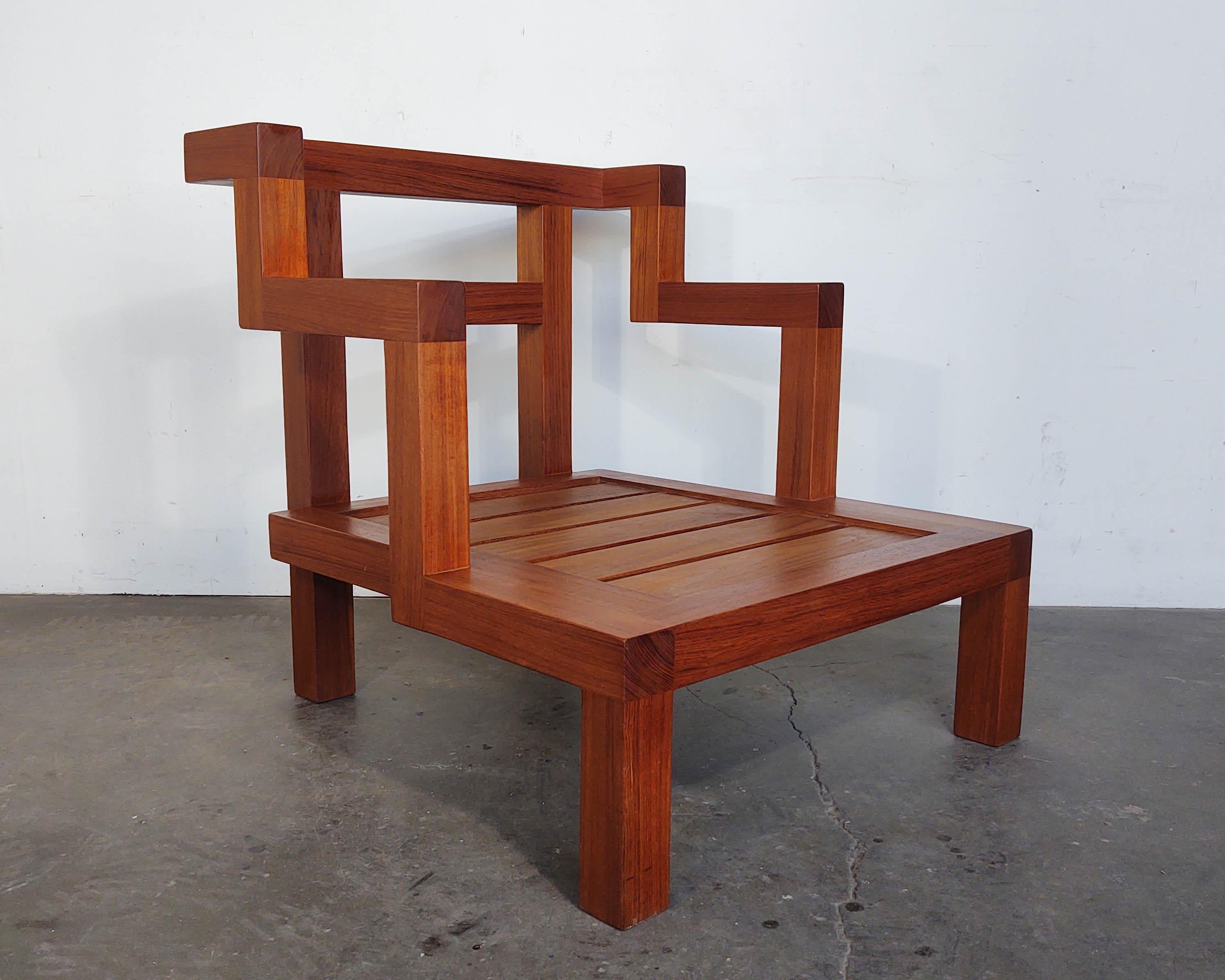 1990s Solid Teak Lounge Chair by Alwy Visschedyk For Sale 2