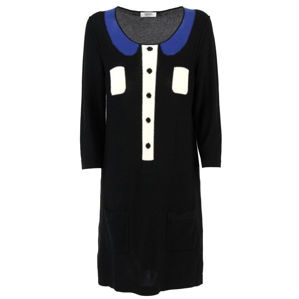 1990s Sonia Rykiel Black Cotton Knitted Dress