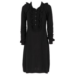 Vintage 1990s Sonia Rykiel Black Knitted Ruffled Dress 