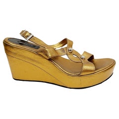 Vintage 1990s Sonia Rykiel Gold Wedge Sandals