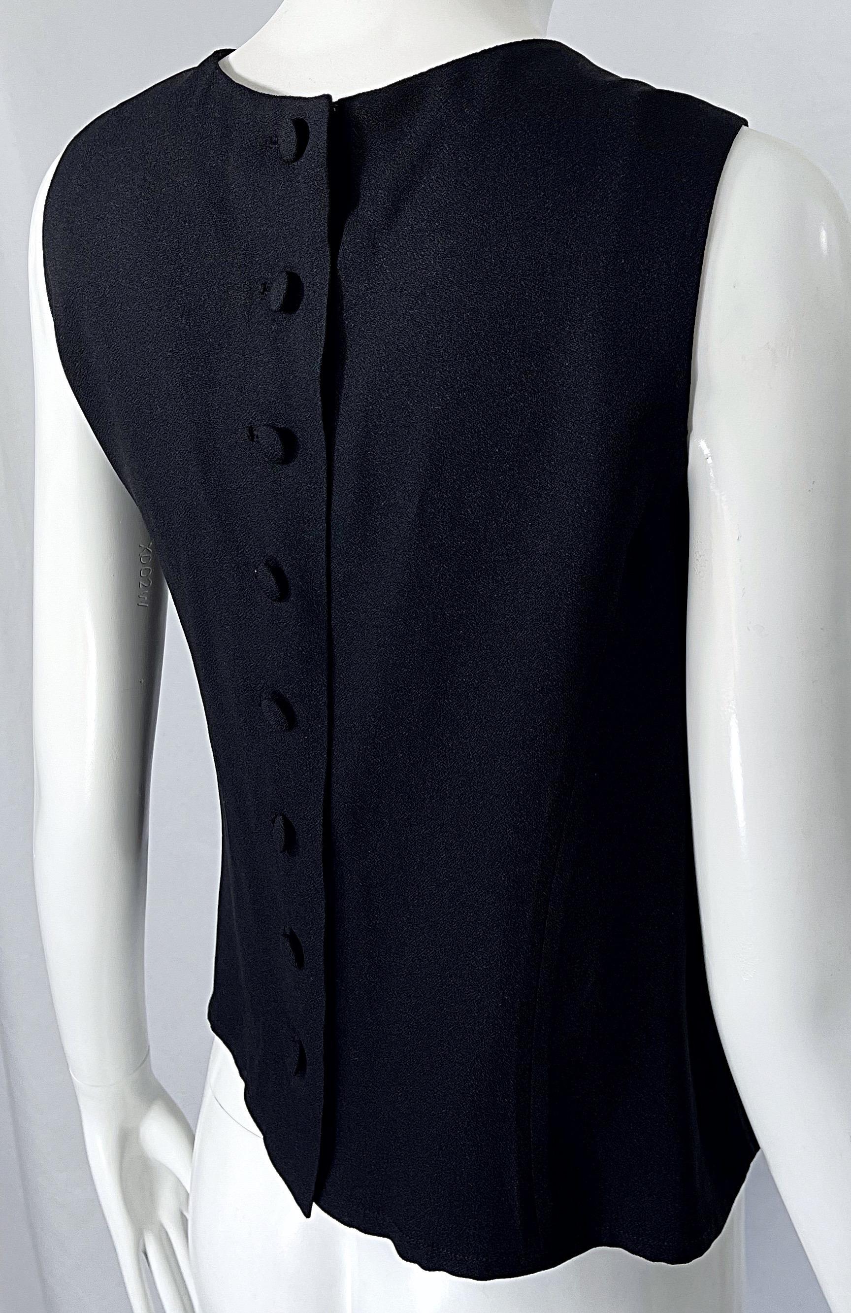 1990er Sonia Rykiel Größe 40 / US 12 Schwarze, perlenbesetzte, halbdurchsichtige Vintage 90er Bluse im Angebot 7