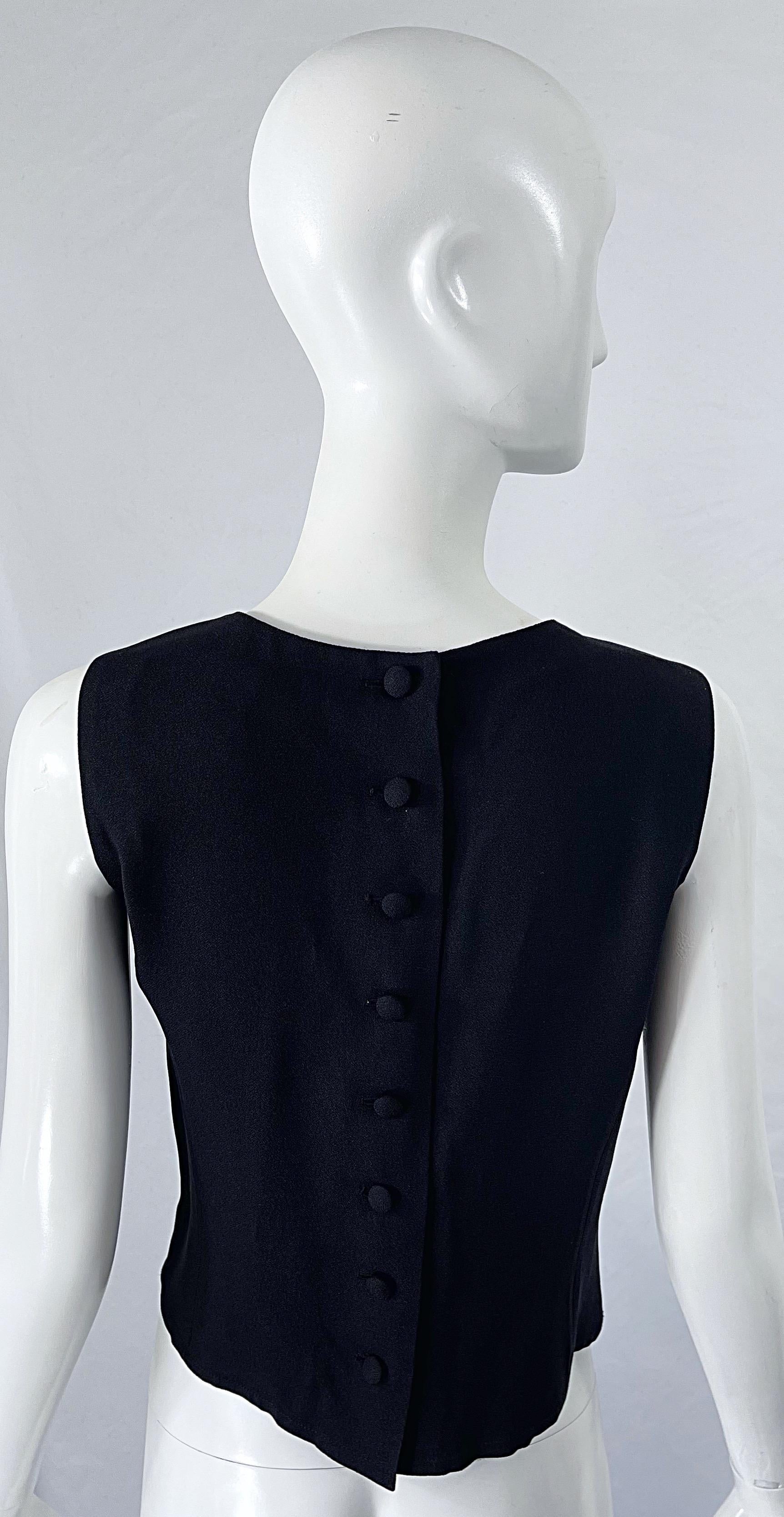 1990er Sonia Rykiel Größe 40 / US 12 Schwarze, perlenbesetzte, halbdurchsichtige Vintage 90er Bluse im Angebot 9