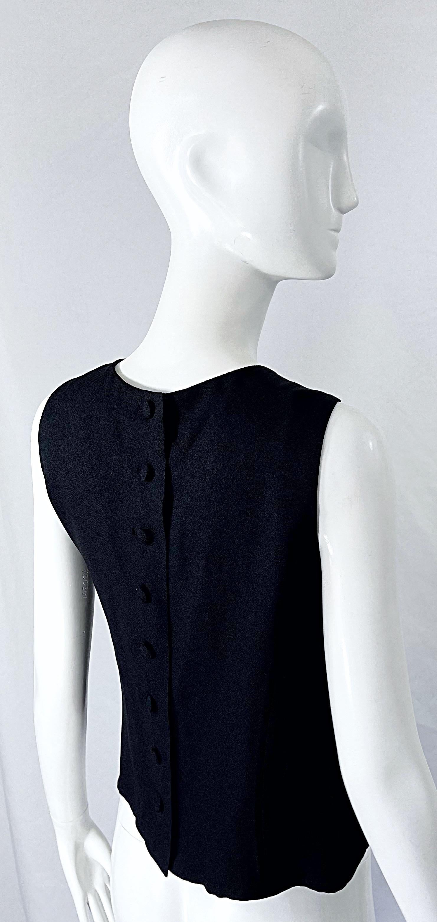 1990er Sonia Rykiel Größe 40 / US 12 Schwarze, perlenbesetzte, halbdurchsichtige Vintage 90er Bluse Damen im Angebot