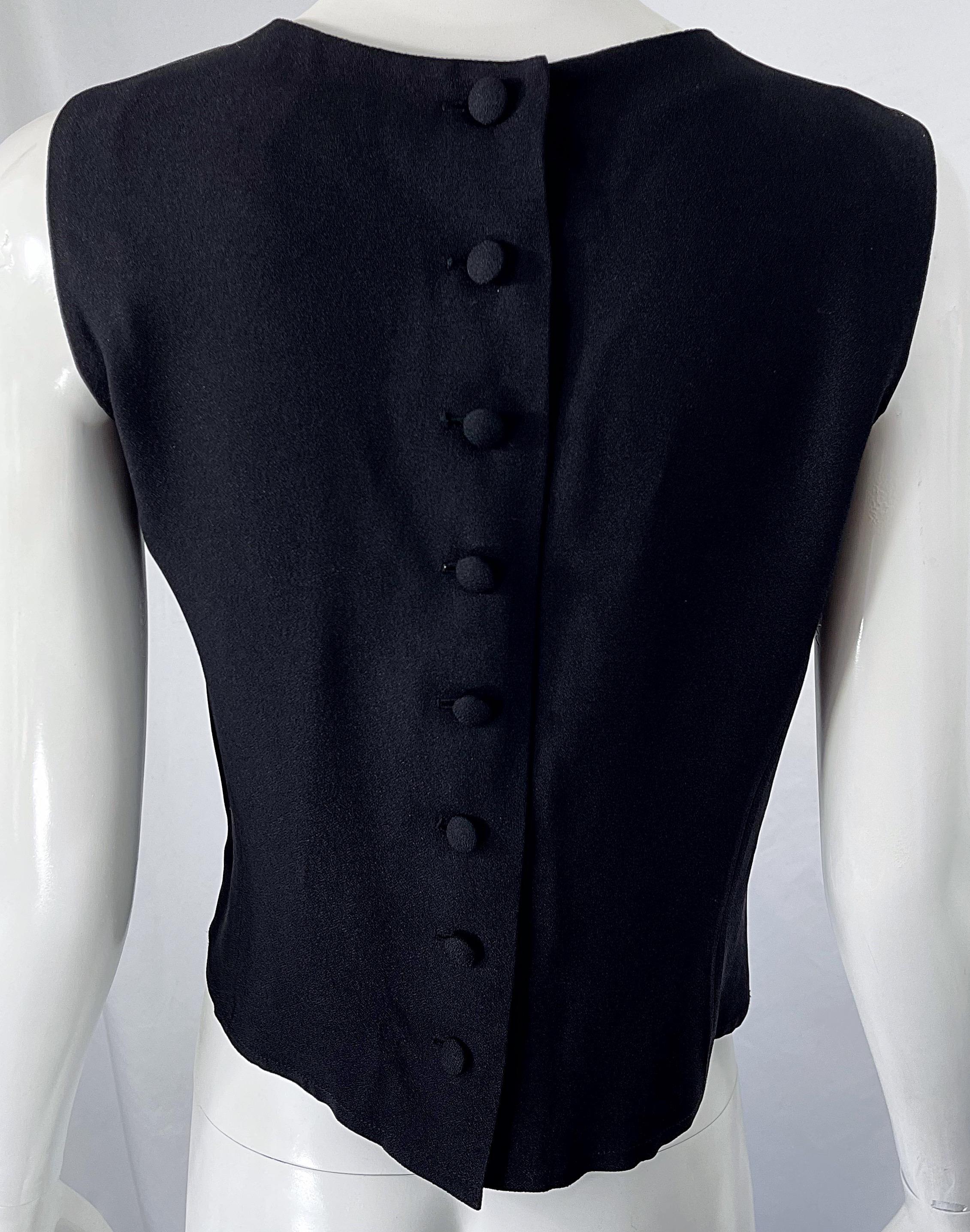 1990er Sonia Rykiel Größe 40 / US 12 Schwarze, perlenbesetzte, halbdurchsichtige Vintage 90er Bluse im Angebot 4