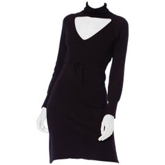 Vintage 1990S SONIA RYKIEL Style Black Polyester Knit Long Sleeve Dress