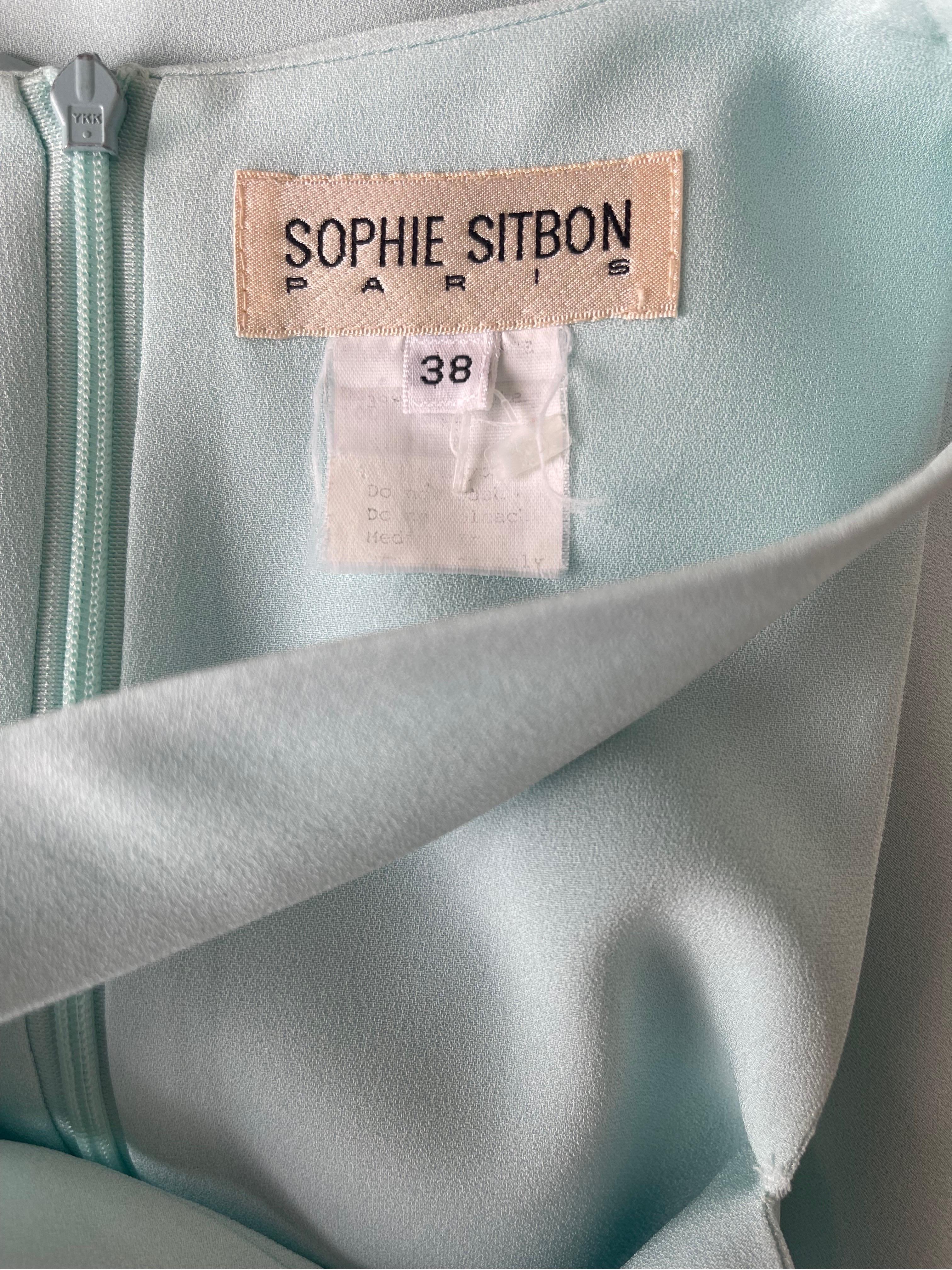Bleu 1990 Sophie Siabon Size 38 Light Blue Cut-Out Cage 90s Vintage Sexy Dress en vente