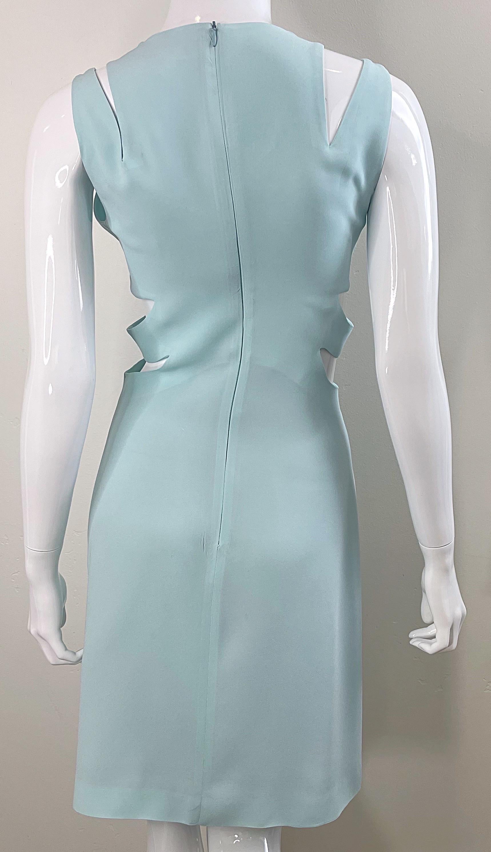 1990s Sophie Siabon Size 38 Light Blue Cut-Out Cage 90s Vintage Sexy Dress For Sale 2