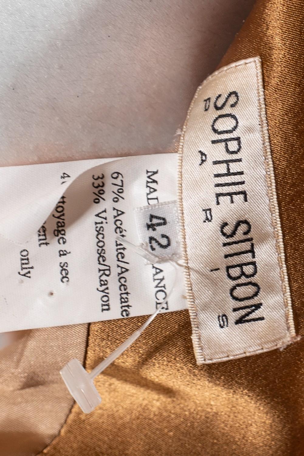 1990S Sophie Sitbon Golden Brown Rayon Satin Old Hollywood 1930S Style Gown L For Sale 6