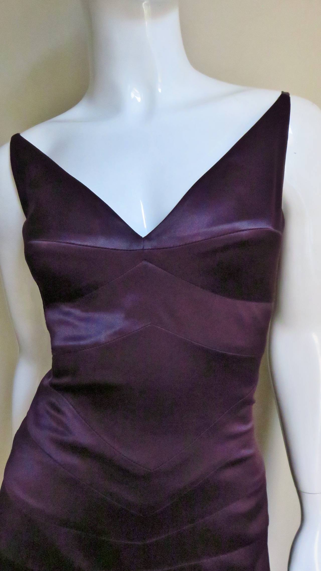 Black Sophie Sitbon Purple Gown with Back Cut outs