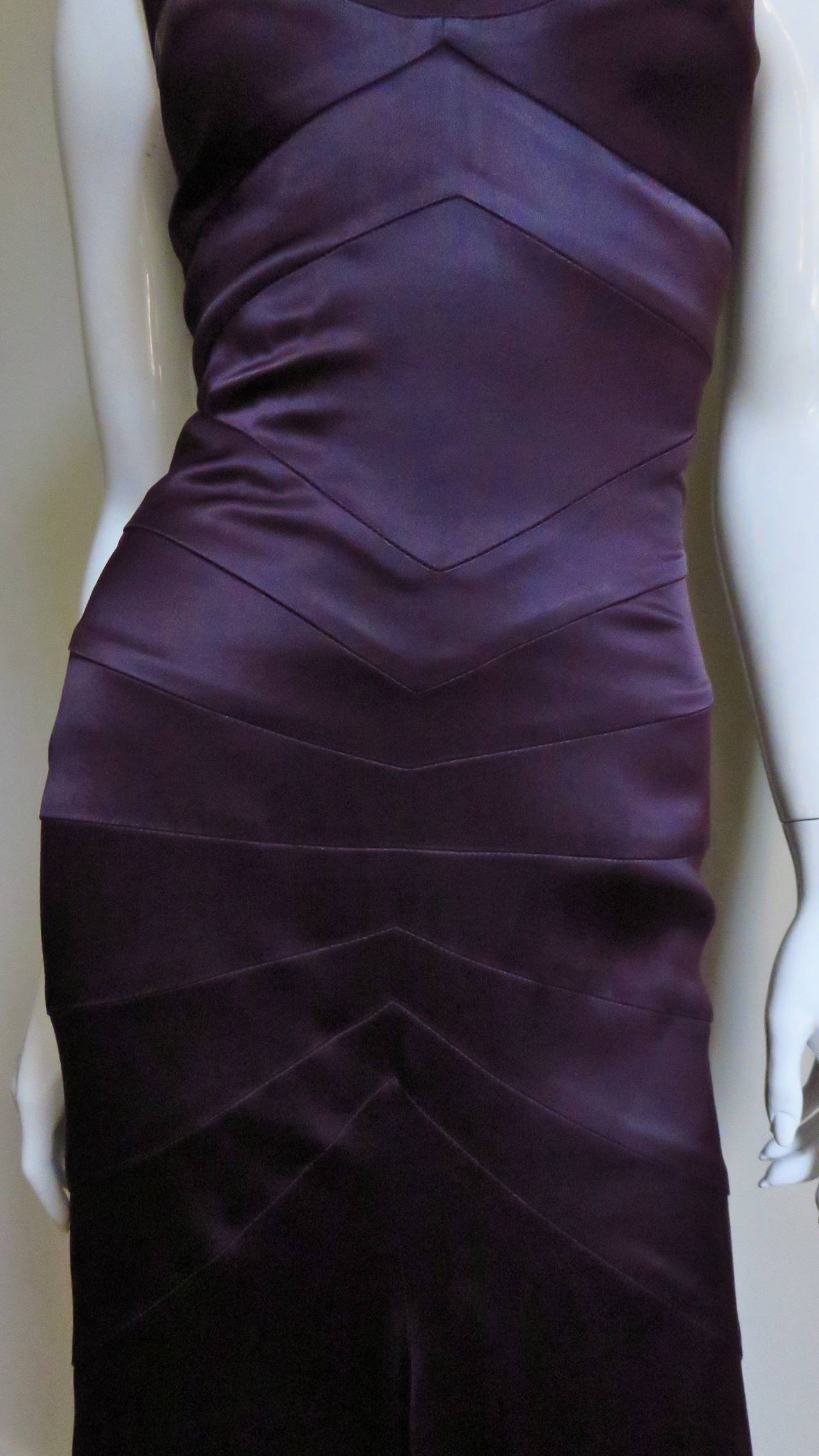 Sophie Sitbon Purple Gown with Back Cut outs In Good Condition In Water Mill, NY