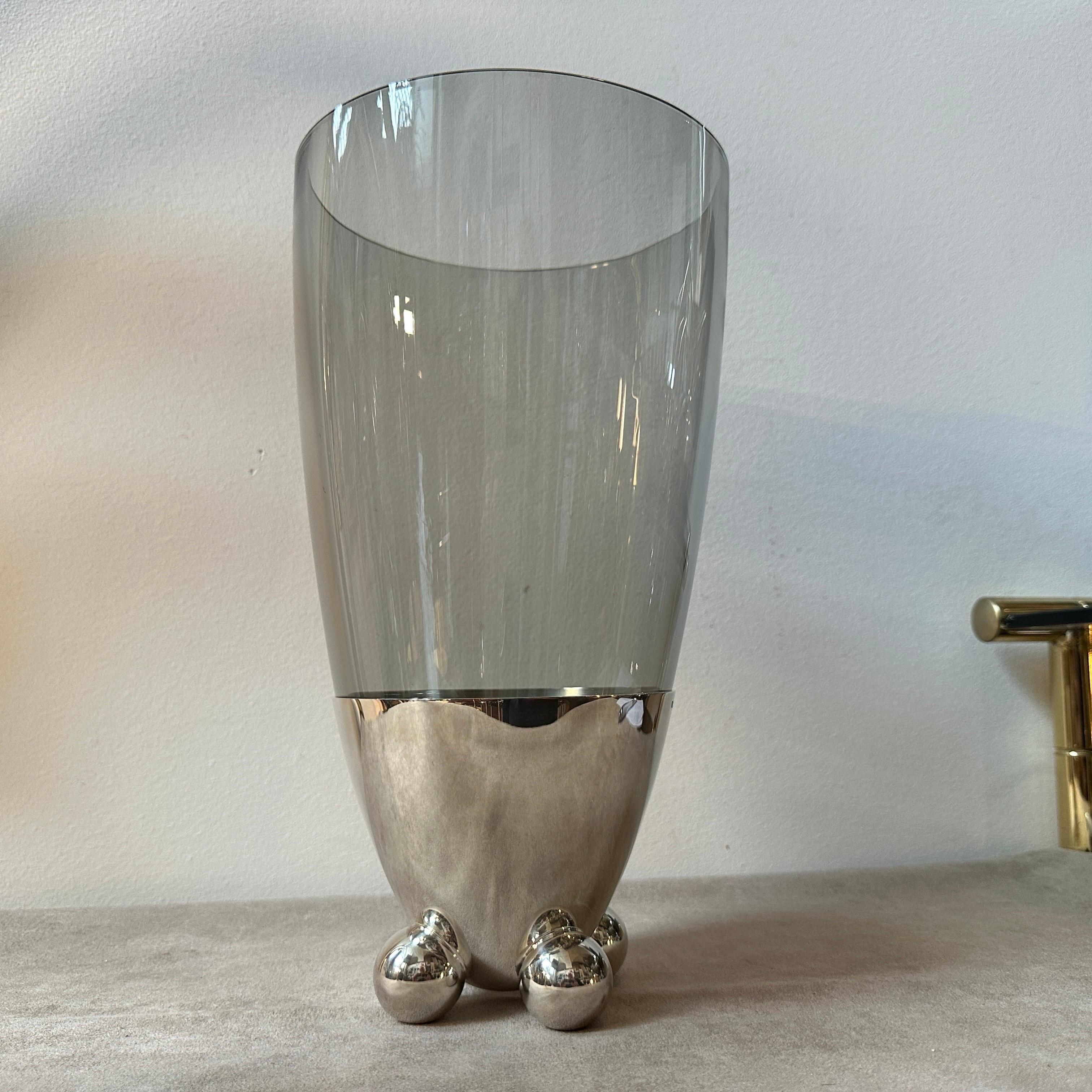 French 1990s Space Age Silver Plated Atomes Vase by Richard Hutten for Christofle For Sale