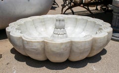 1990s Spanish "Alhambra" Hand Carved Macael White Marble Conch Floor Fountain