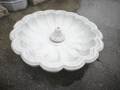 1990s Spanish "Alhambra" Hand Carved Macael White Marble Conch Floor Fountain