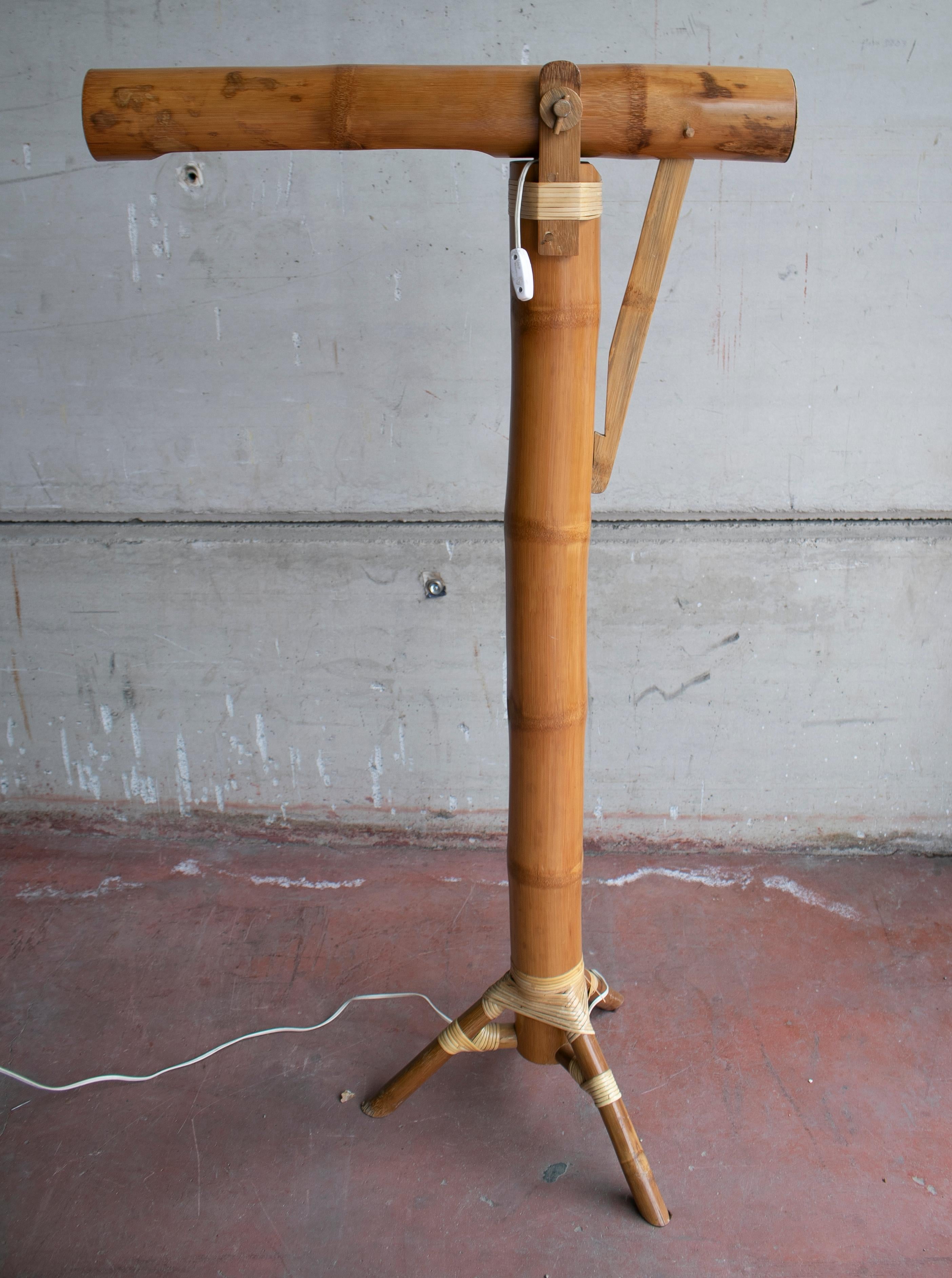 1990s Spanish Bamboo Standing Lamp In Good Condition In Marbella, ES