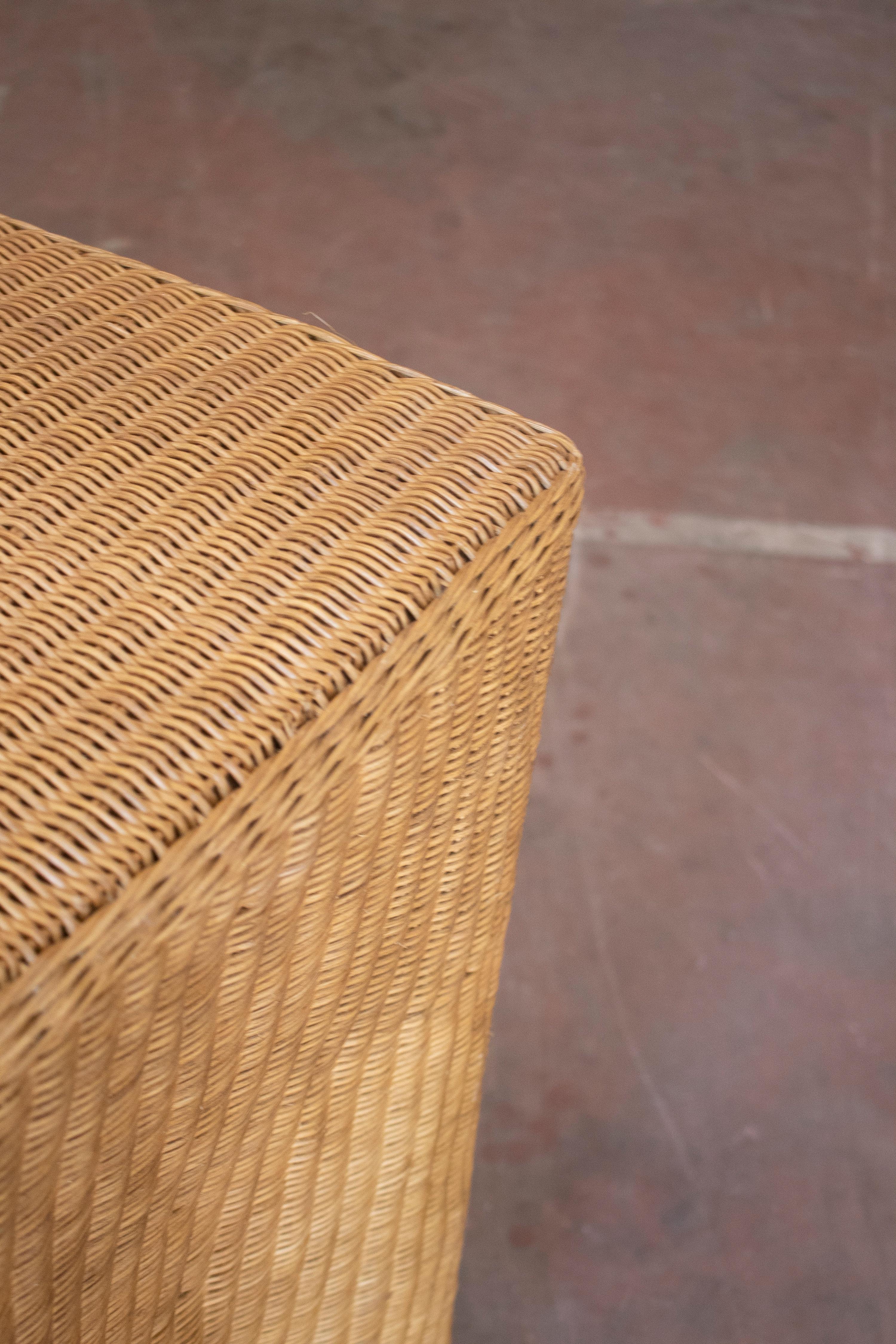 1990s Spanish Hand Woven Wicker Console Table For Sale 10