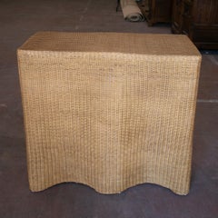 1990s Spanish Hand Woven Wicker Console Table