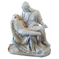 1990s Spanish Handcarved White Marble Reproduction of Michelangelo's Pietat