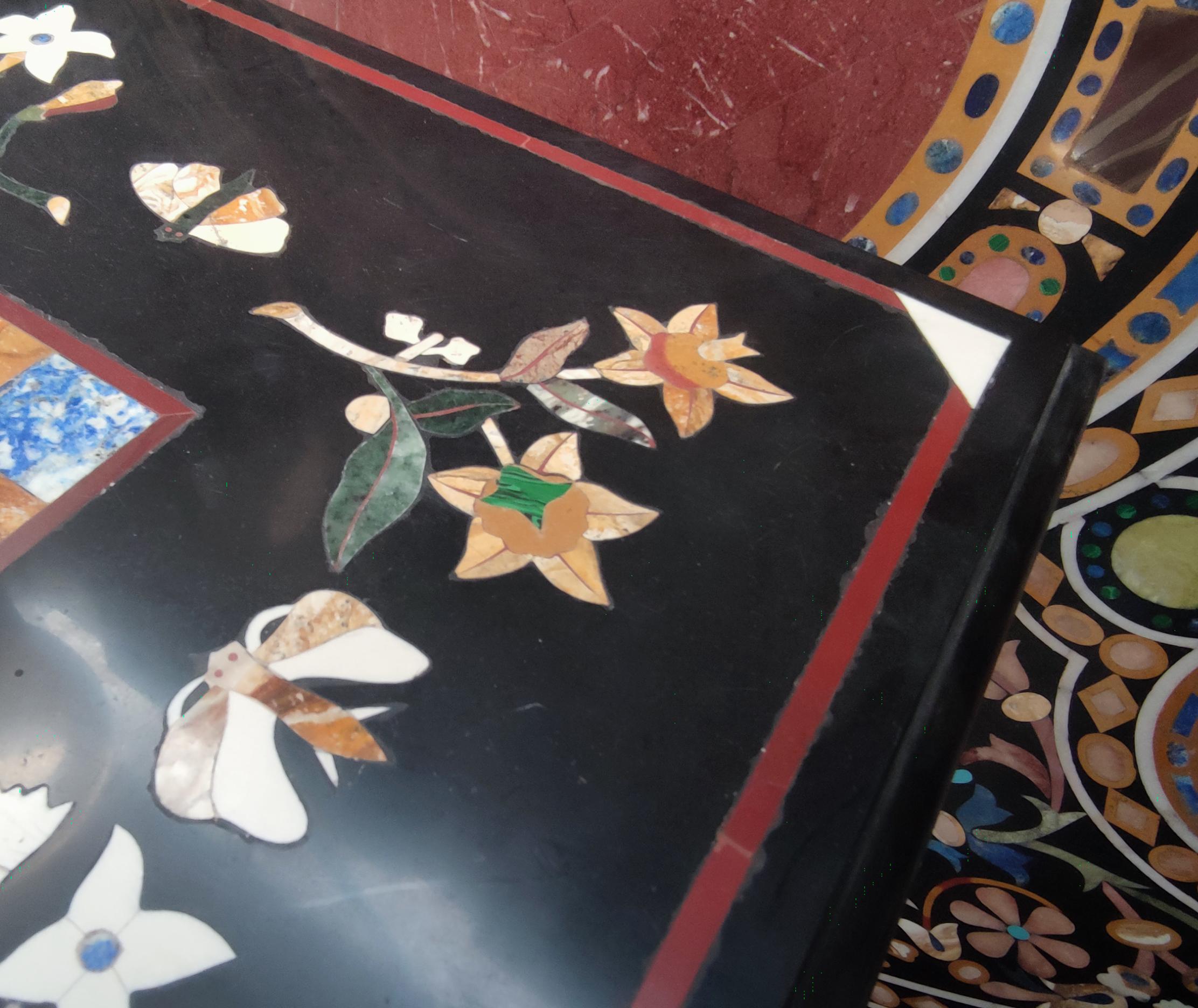 1990s Spanish Handmade Pietra Dura Inlay Mosaic Square Table Top W/ Chess Board For Sale 7