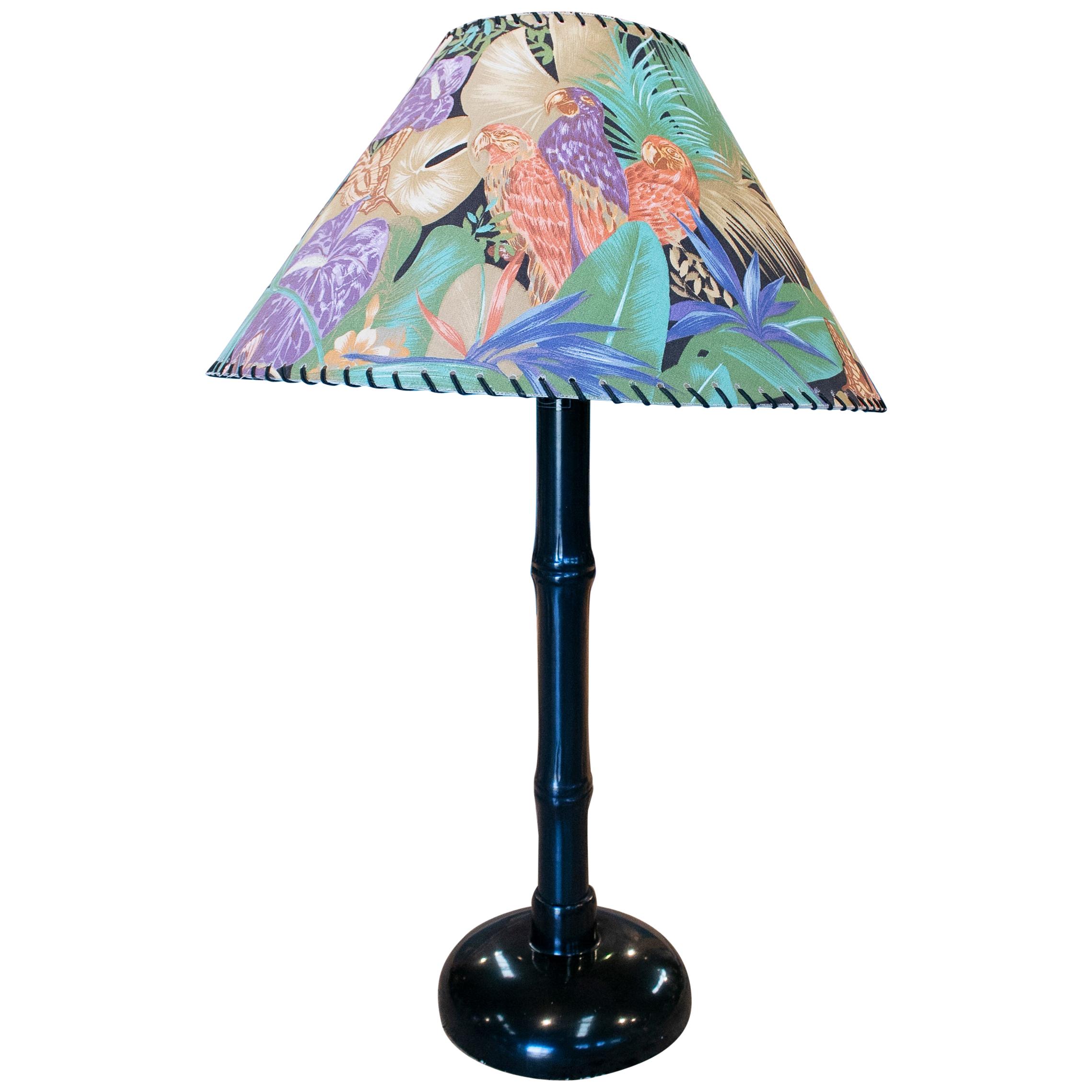 1990s Spanish Kettal Selection Resin Table Lamp Imitating Bamboo
