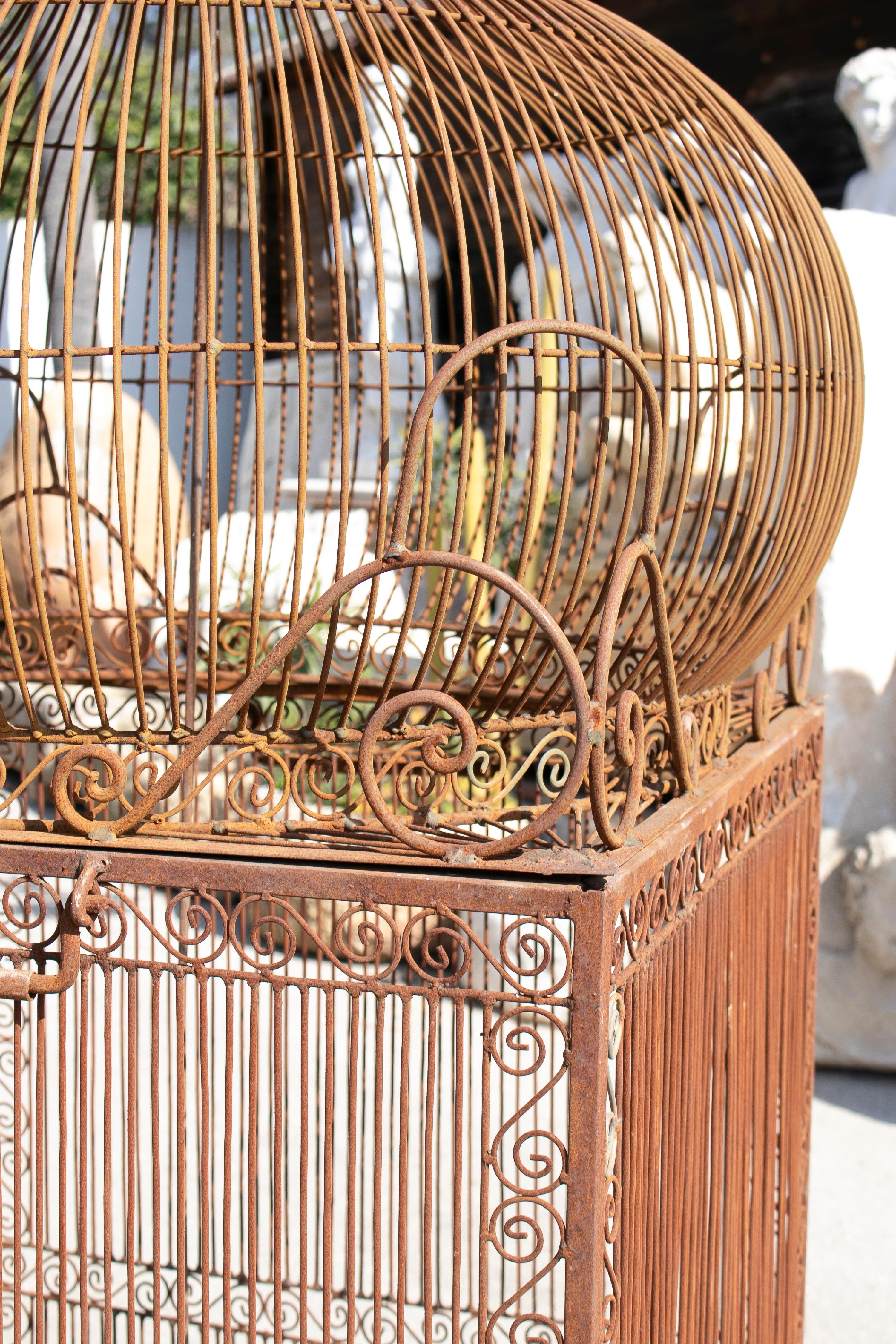 1990s Spanish Large Wrought Iron Bird Cage with Dome 6