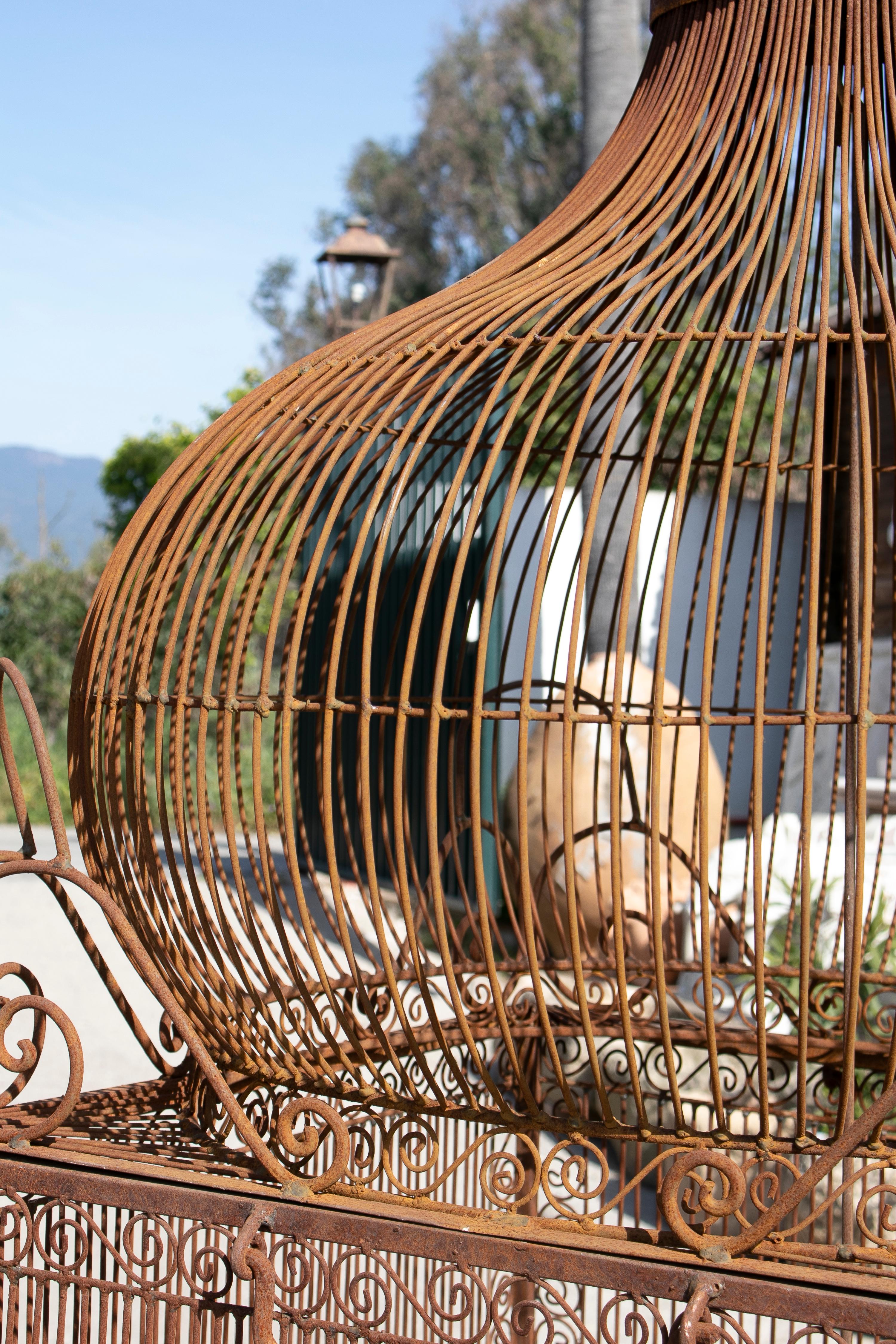 1990s Spanish Large Wrought Iron Bird Cage with Dome 8